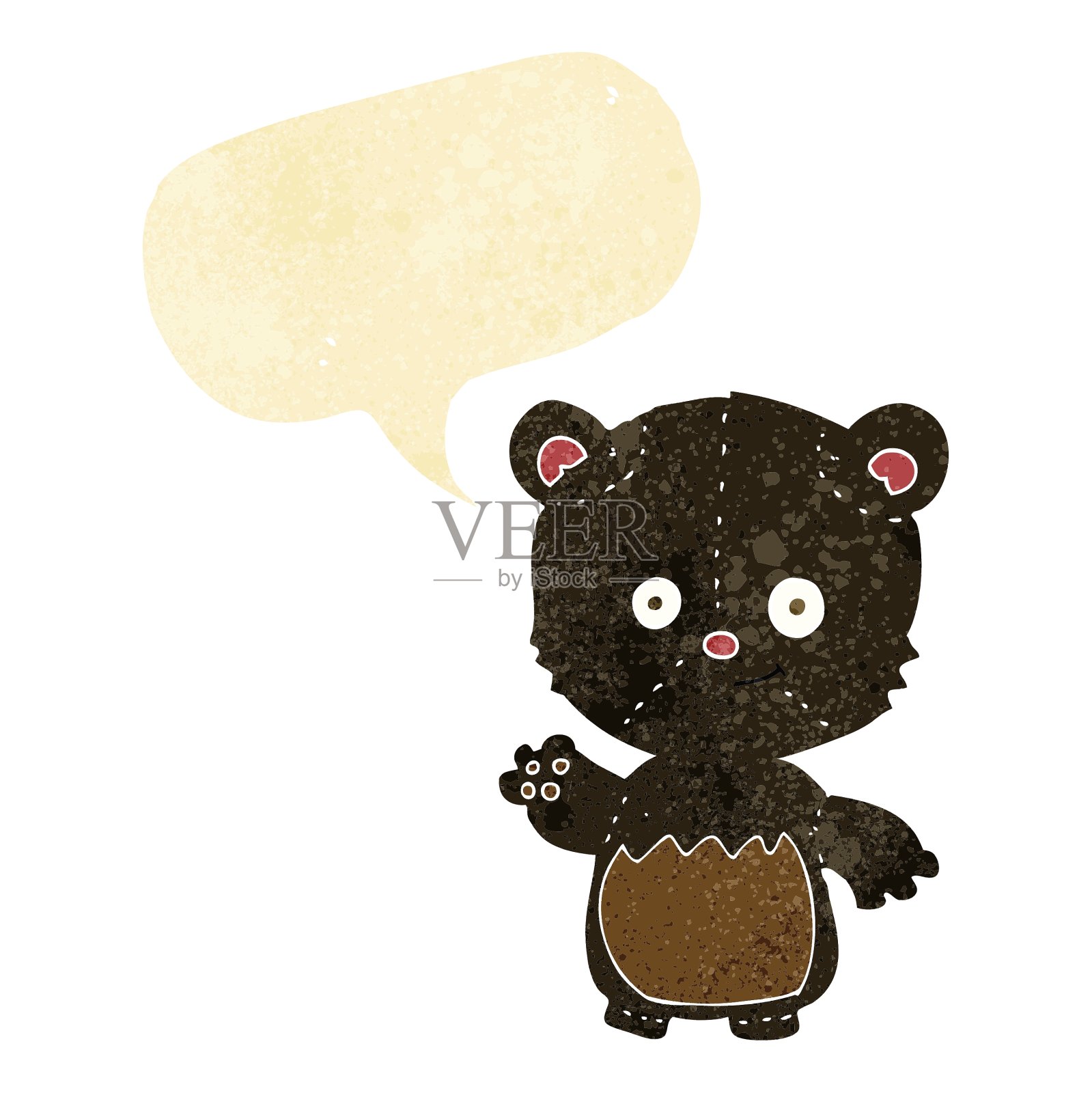卡通小黑熊挥手讲话设计元素图片