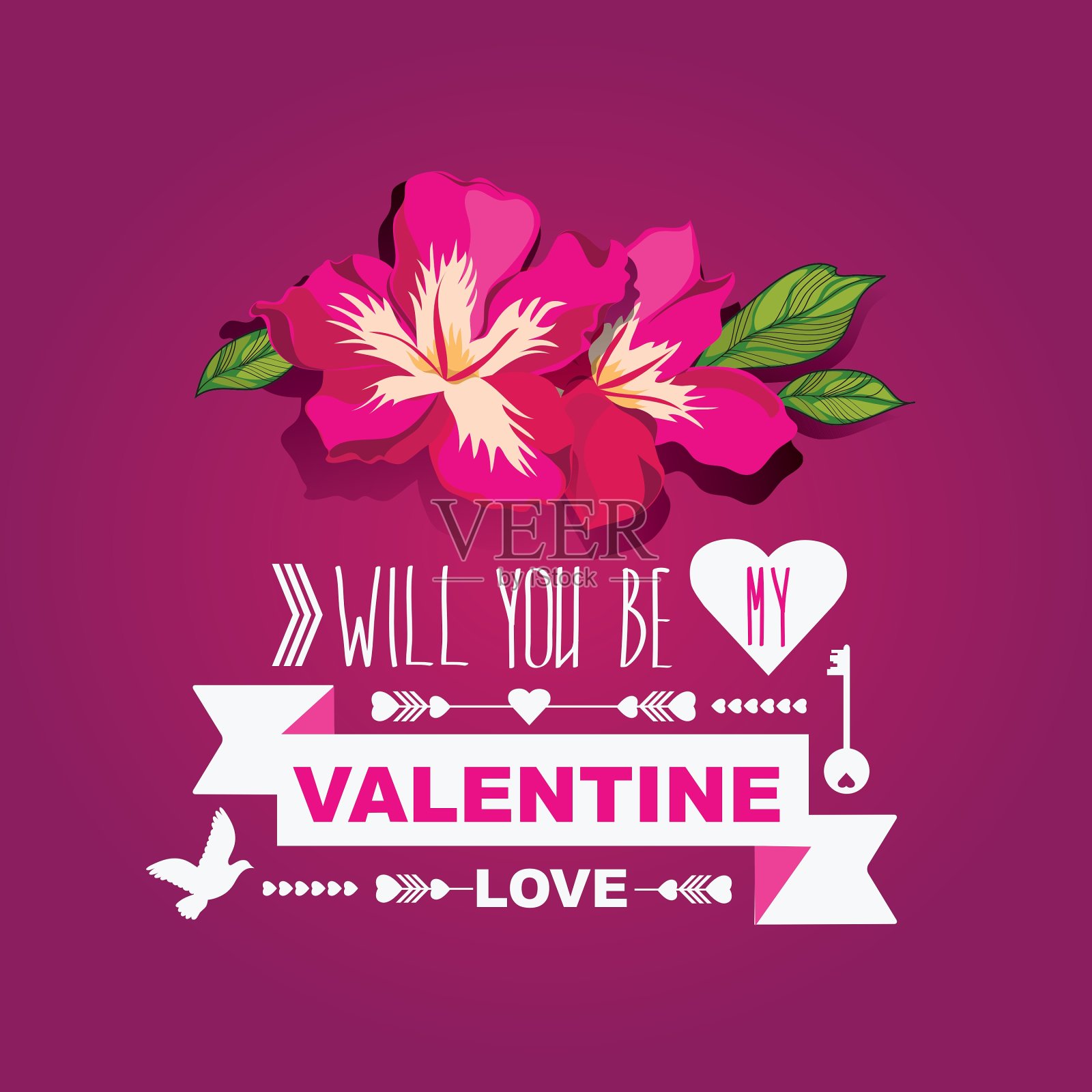 情人节posterTypography设计模板素材