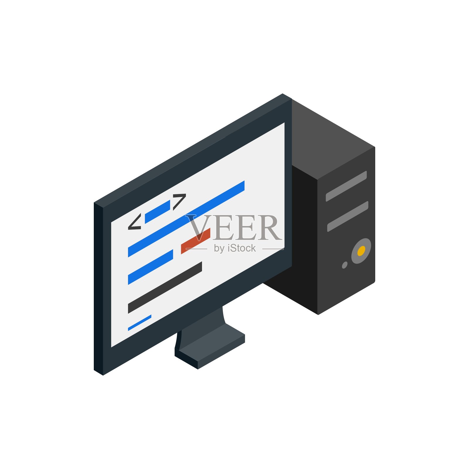 计算机图标等距3d风格设计元素图片