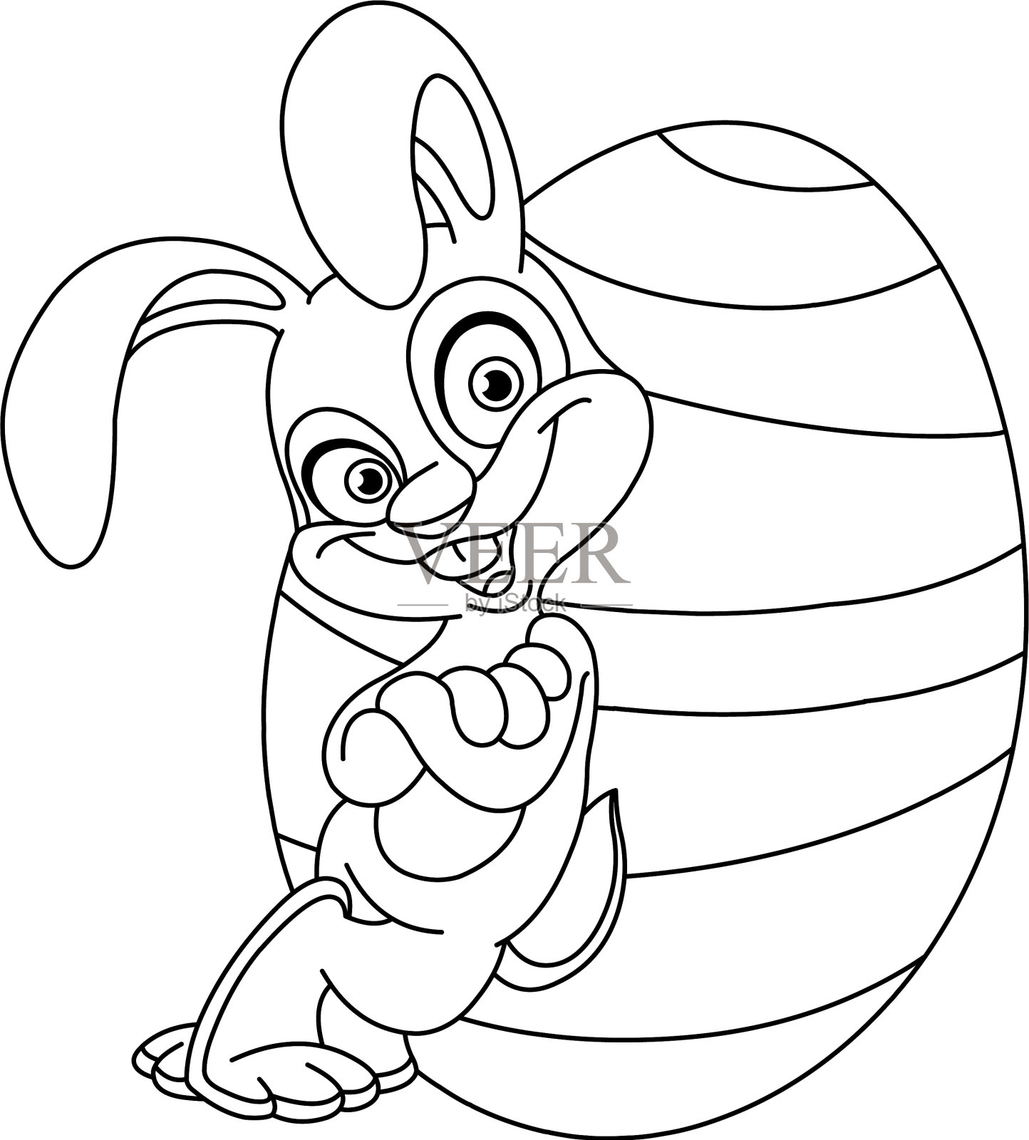 用复活节彩蛋勾勒出兔子的轮廓设计元素图片