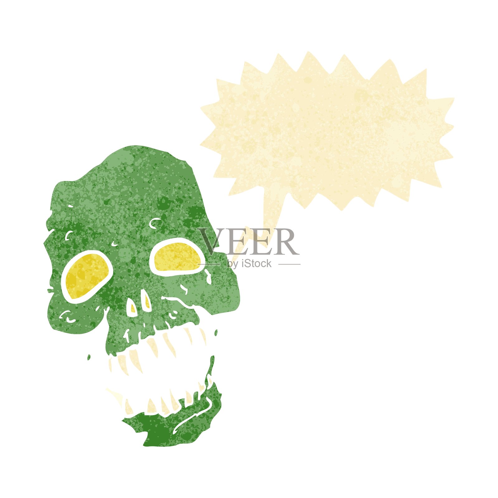 卡通吓人的头骨与讲话气泡设计元素图片