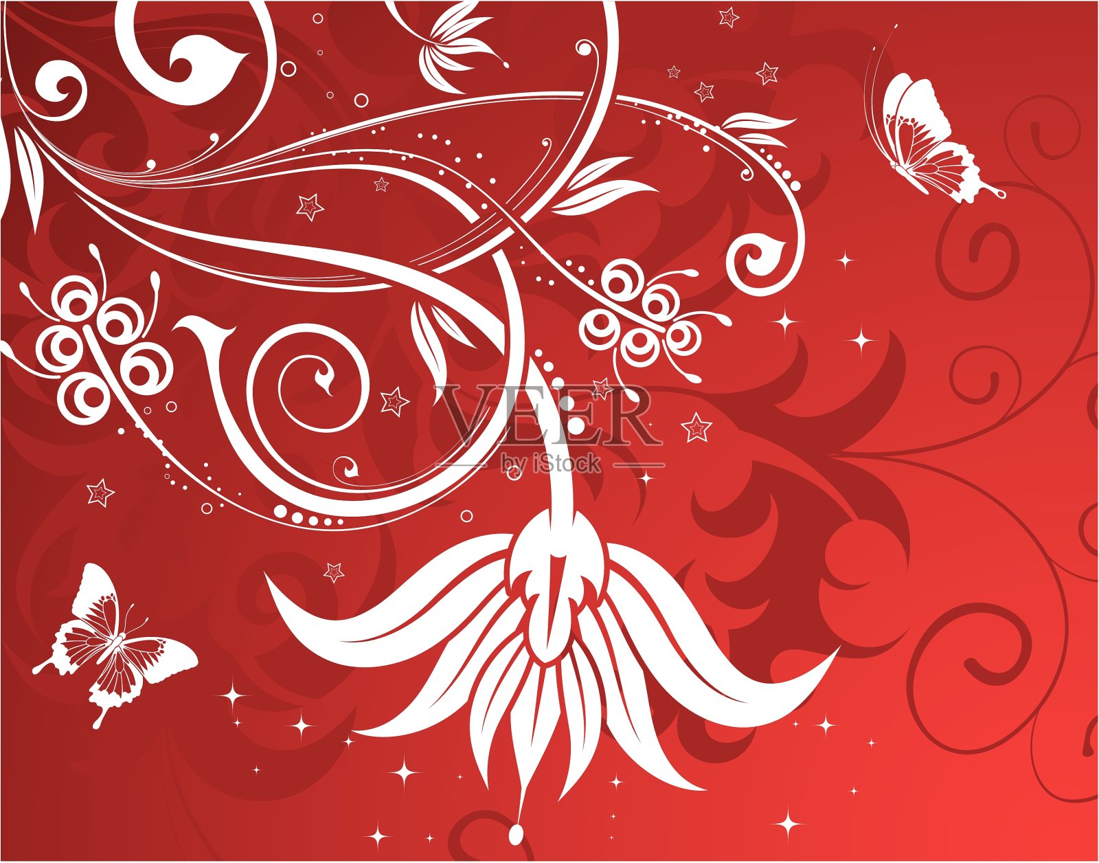 花卉背景与蝴蝶设计模板素材