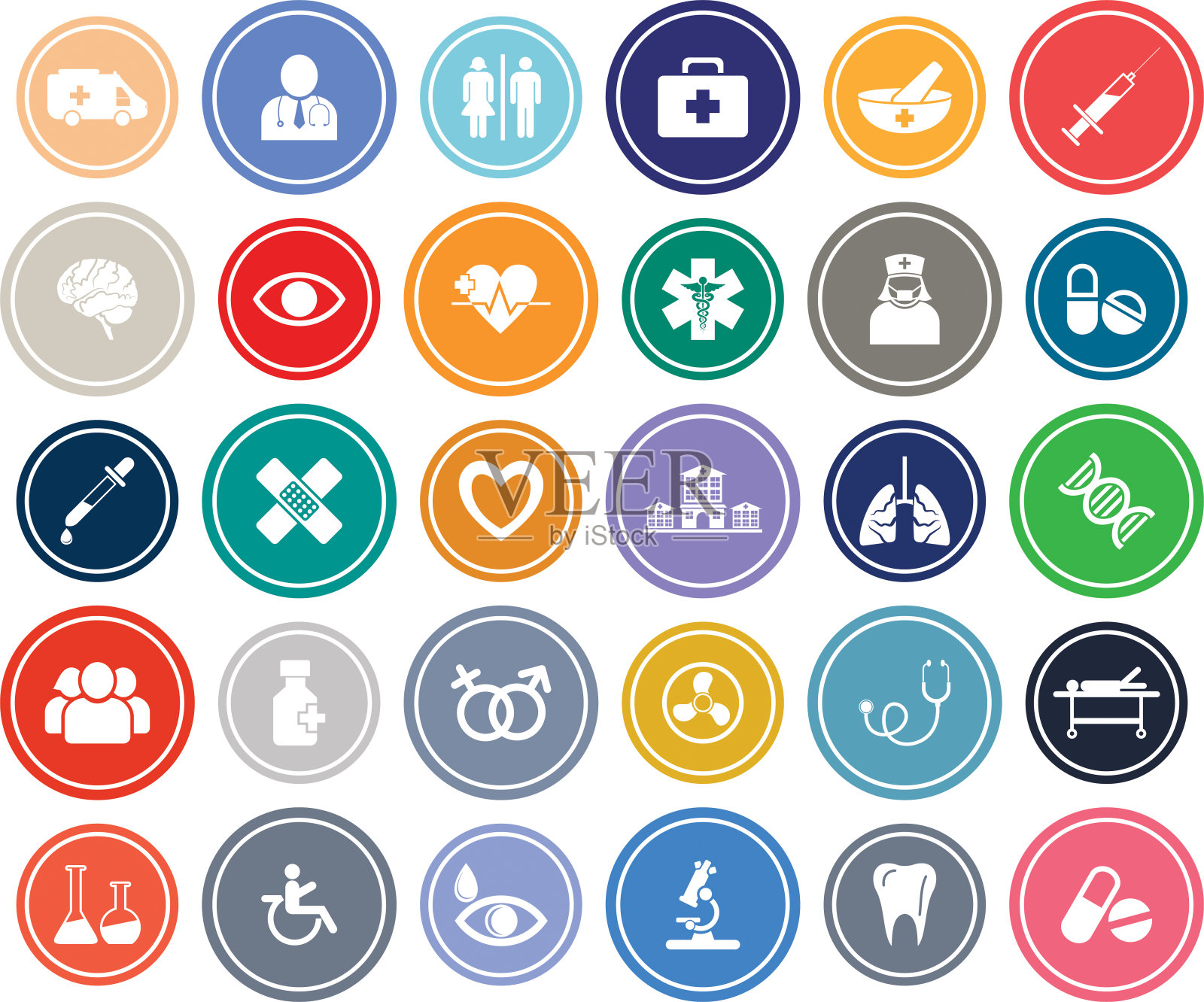 非常有用的可编辑图标健康护理集。设计元素图片