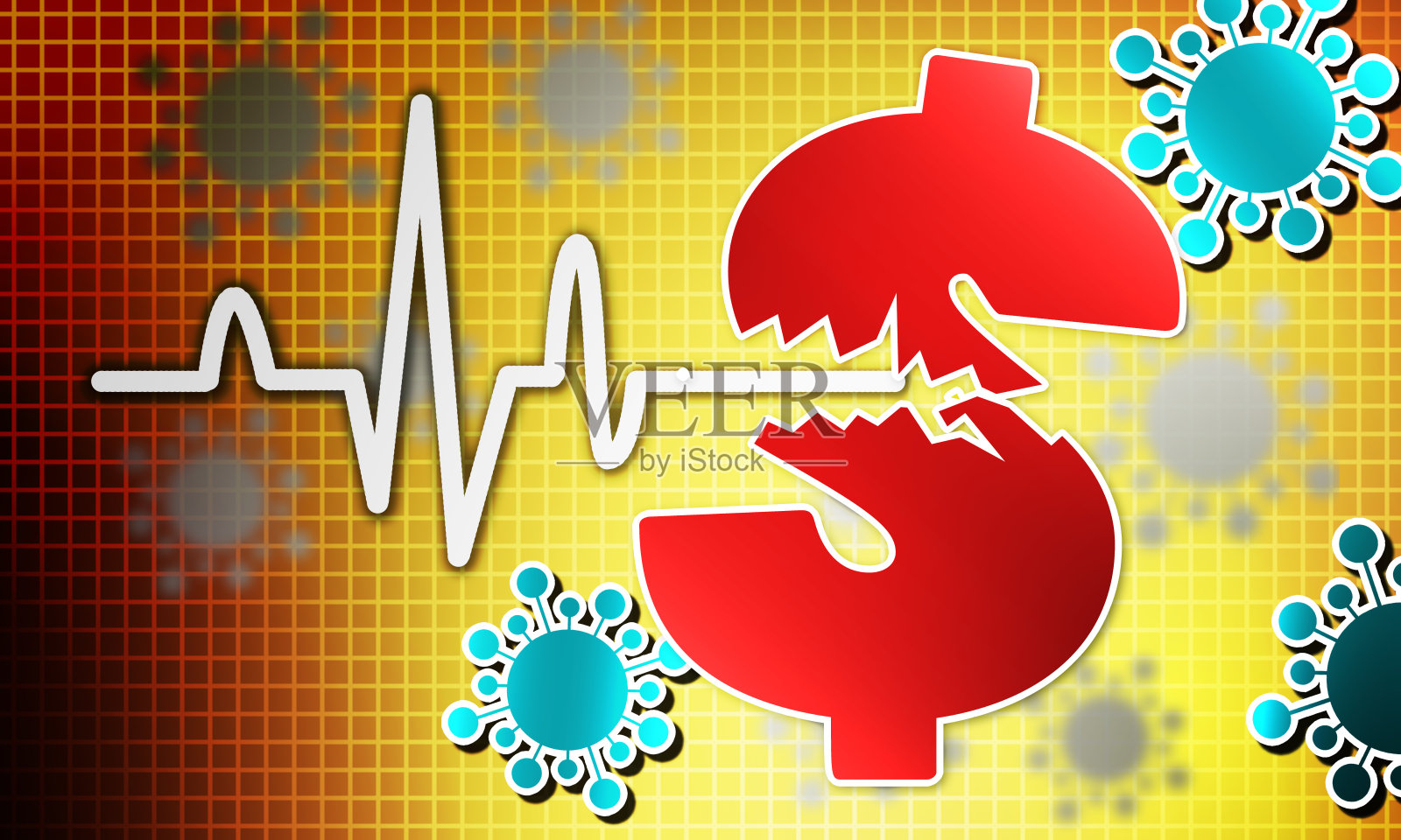 冠状病毒COVID-19攻击美元符号照片摄影图片