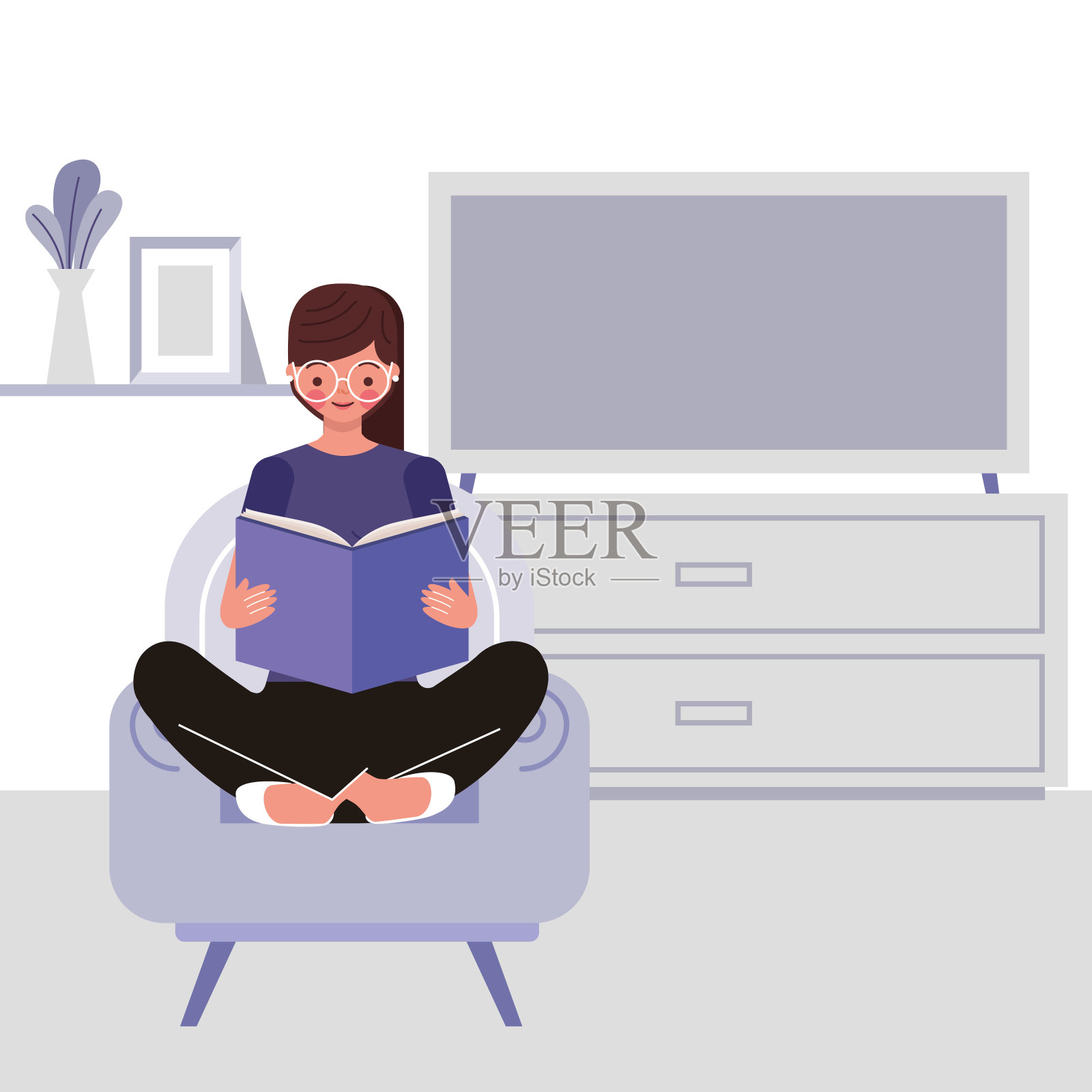 呆在家里。向量插画图片素材