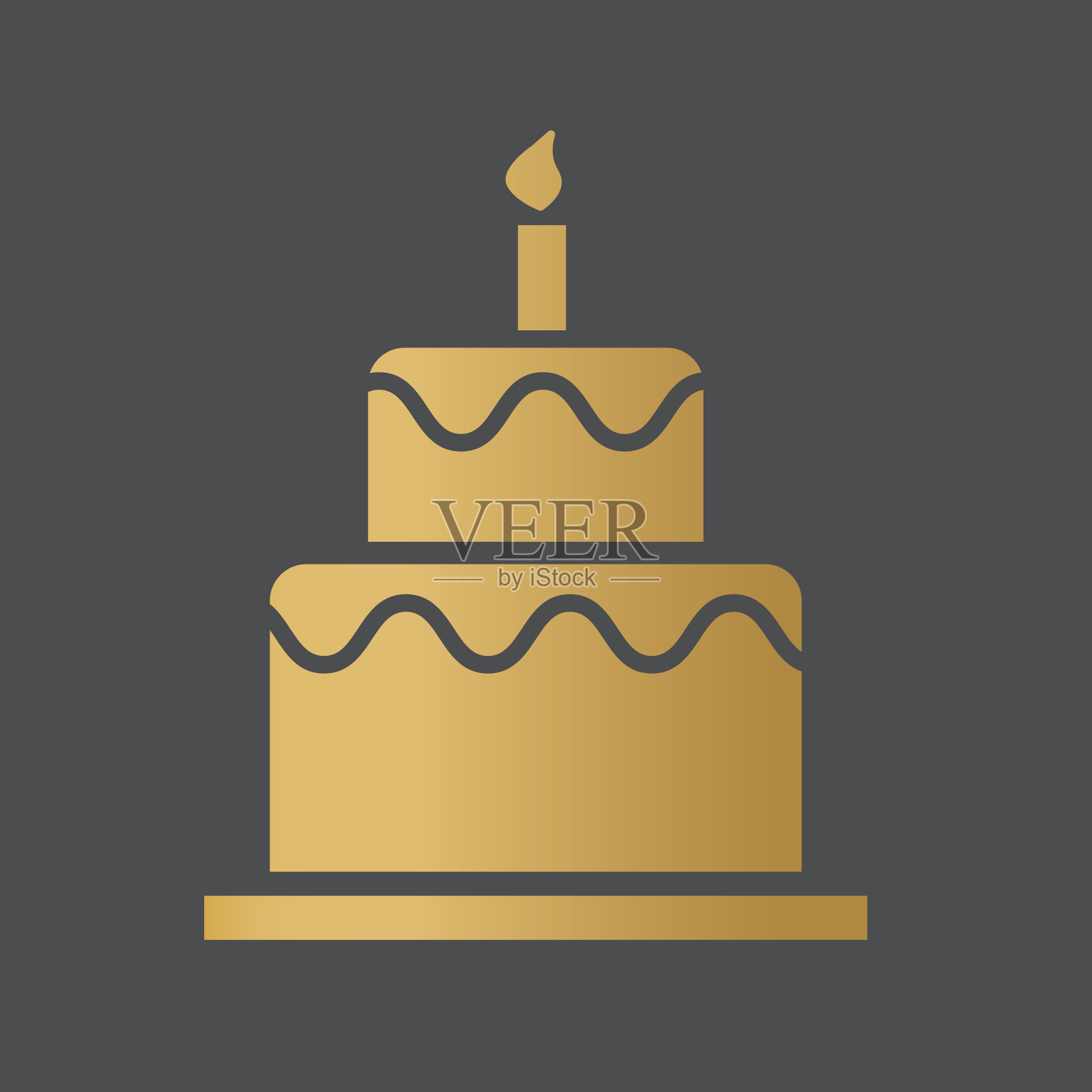 金色生日蛋糕图标插画图片素材