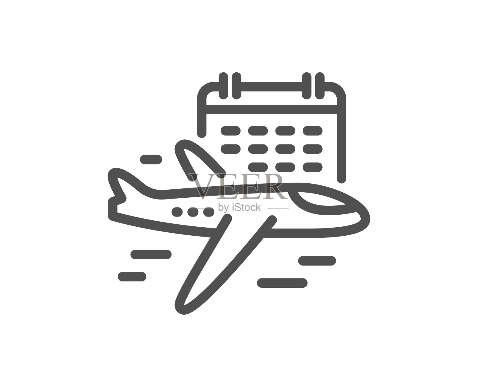 选择航线图标。有日历标志的飞机。向量插画图片素材