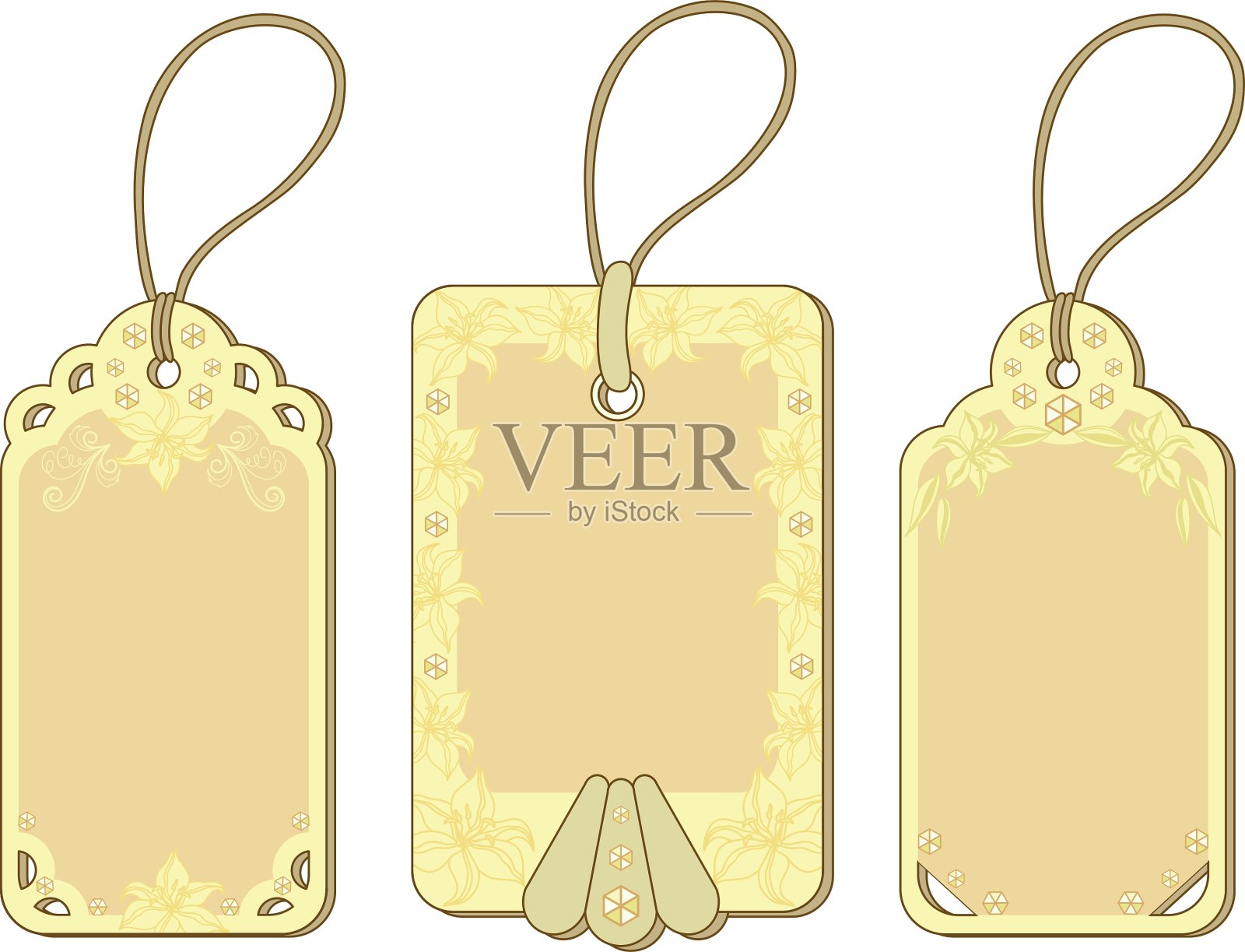 带有花卉图案的标签设计模板素材