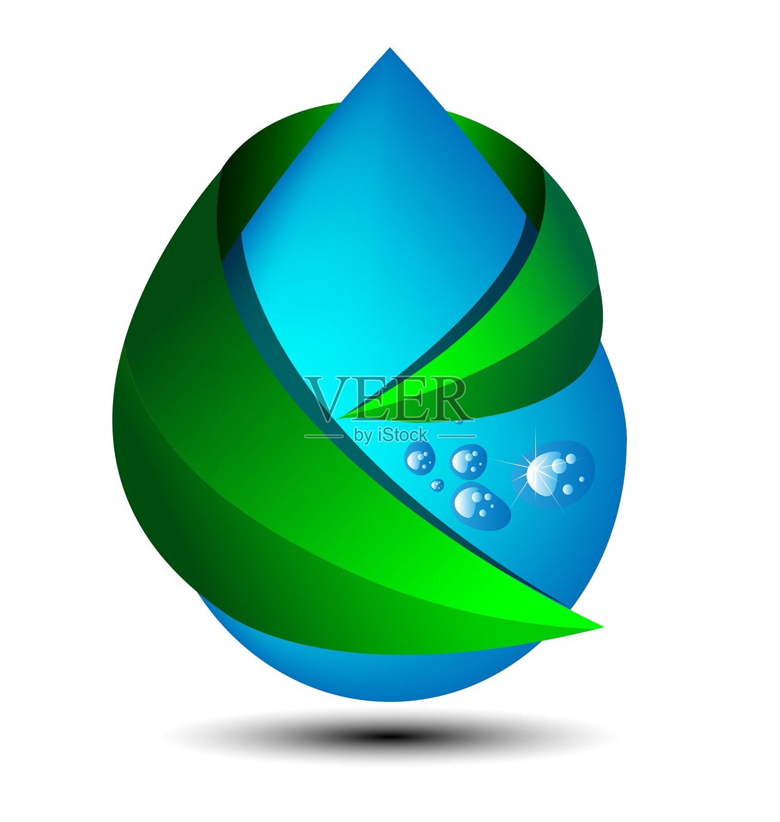 32、水滴带绿叶生态设计元素图片