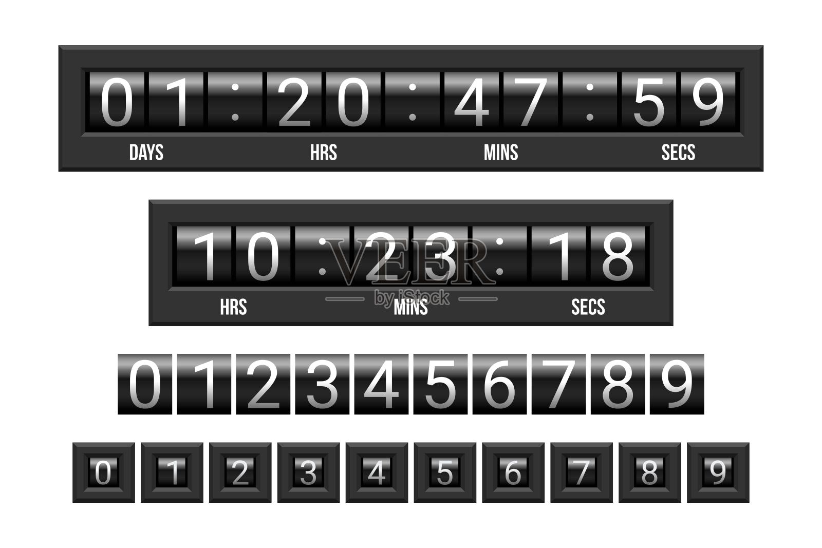 机械记分牌倒计时计时器矢量插图孤立插画图片素材