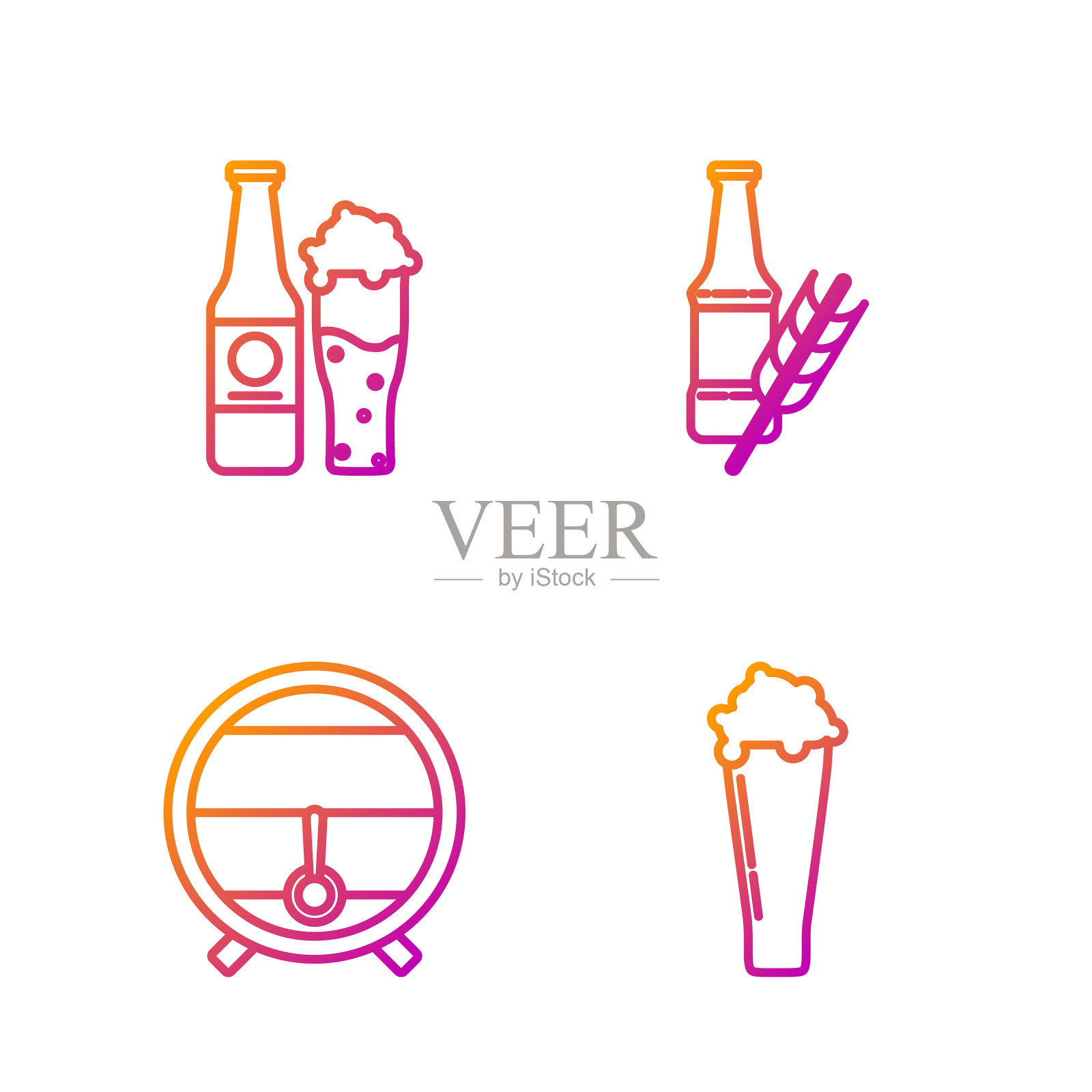 将玻璃啤酒木桶放在架子上插画图片素材