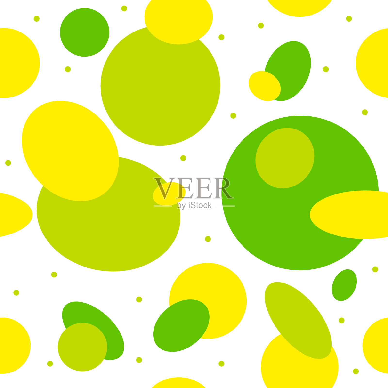 绿色和黄色抽象矢量无缝纹理与圆盘。插画图片素材