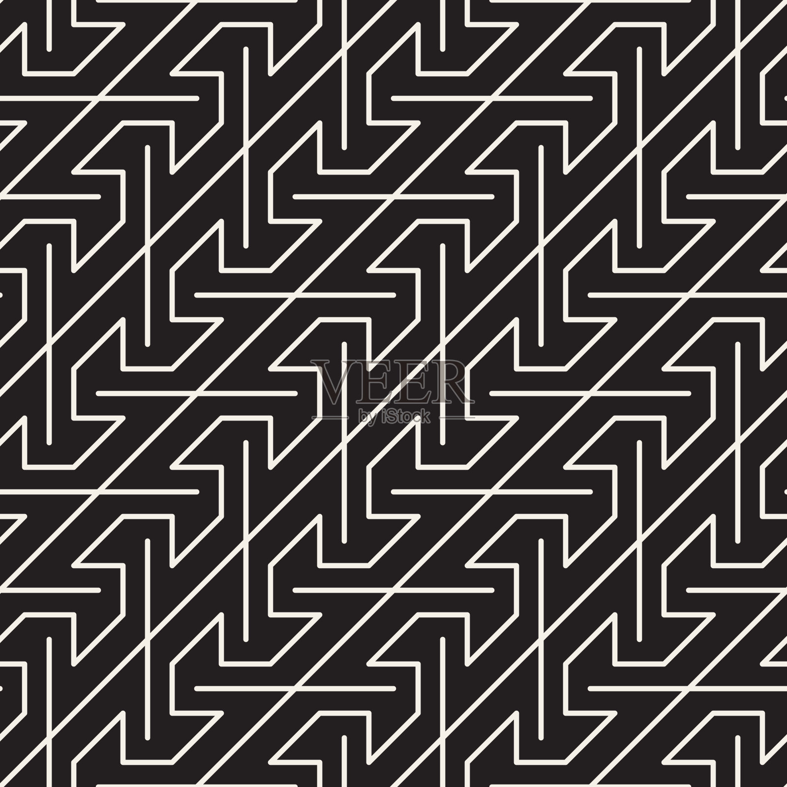 矢量无缝暗模式。几何条纹点缀。简单的背景。插画图片素材