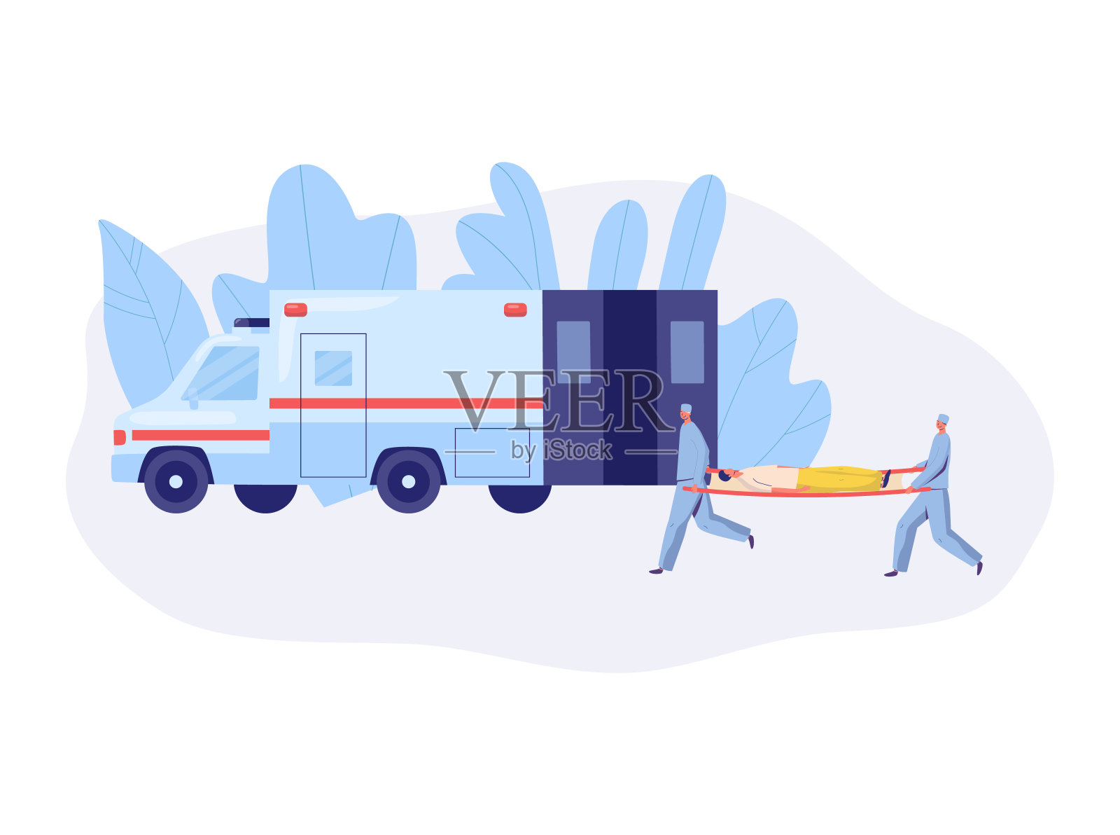 应急服务救护车救援矢量图。插画图片素材