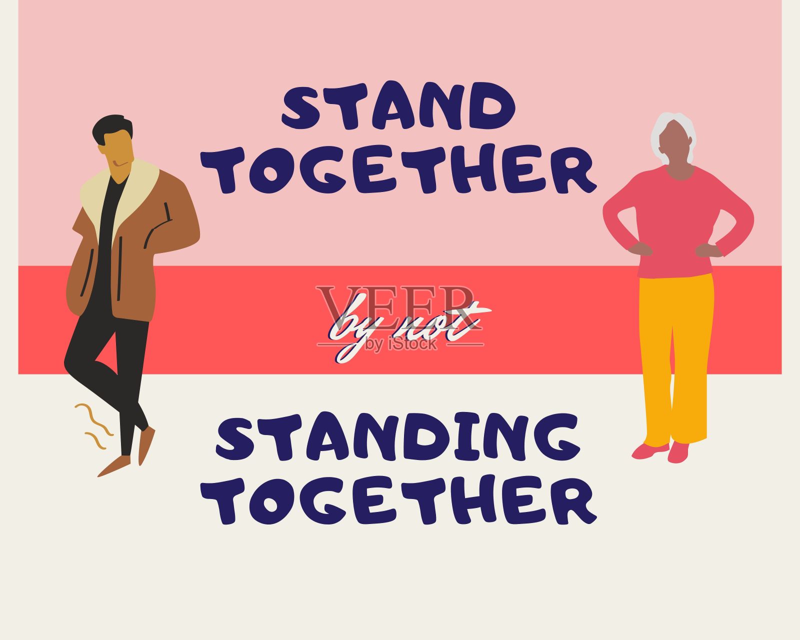 社会距离，在公共社会保持距离的人插画图片素材