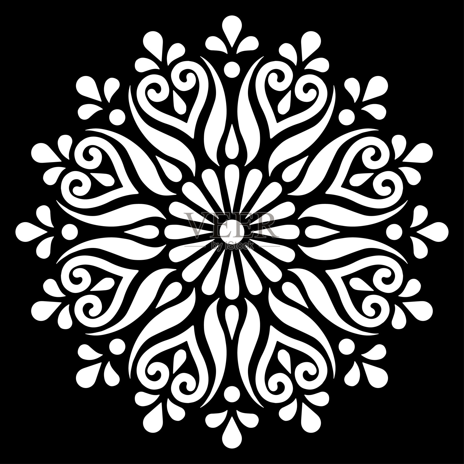 图案曼陀罗白色模具涂鸦素描插画图片素材