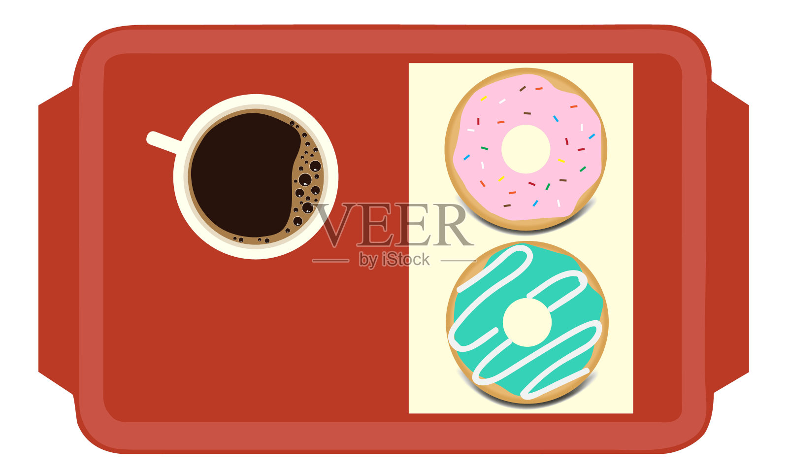 甜甜圈和一杯咖啡插画图片素材