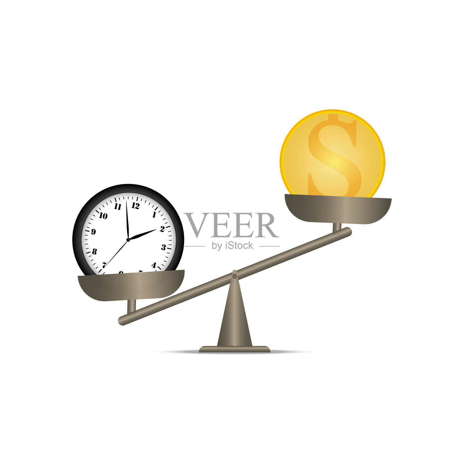 时间和金钱的天平时间比金钱更难插画图片素材