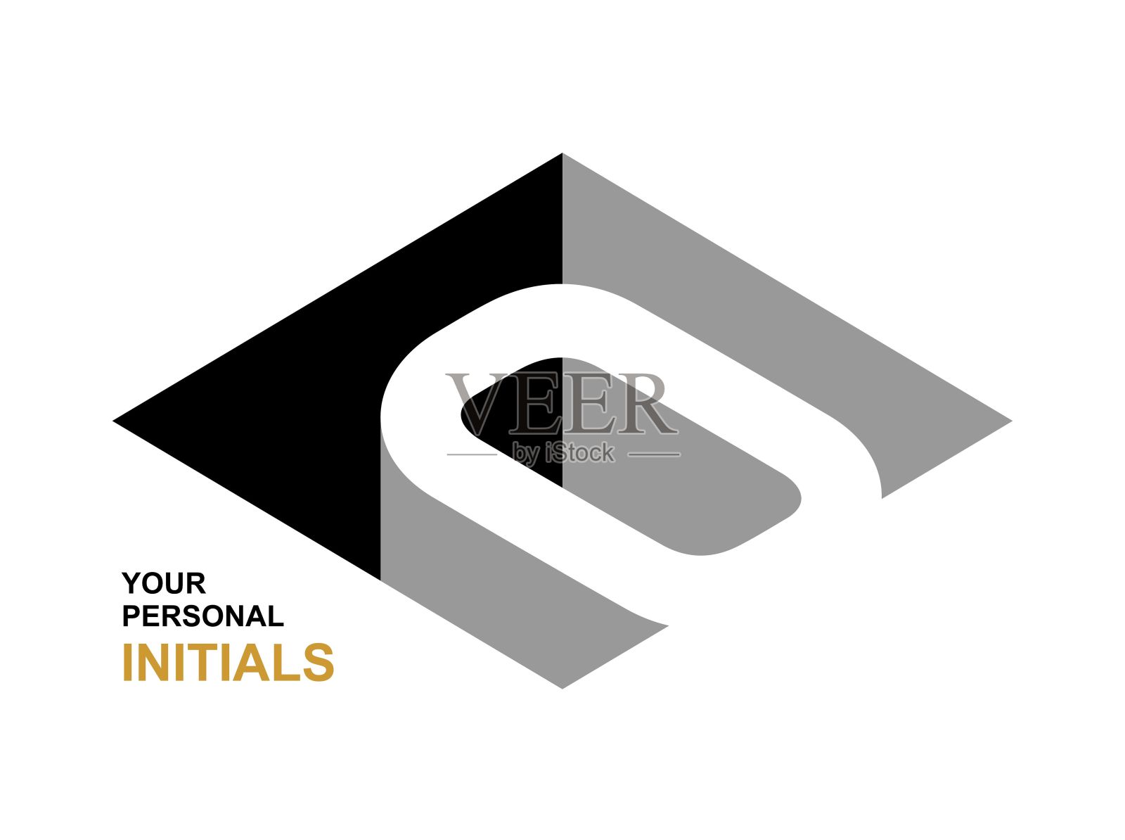 等距字母o模板创建标志，字母组合。黑色和白色。3 d艺术的象征。向量插画图片素材