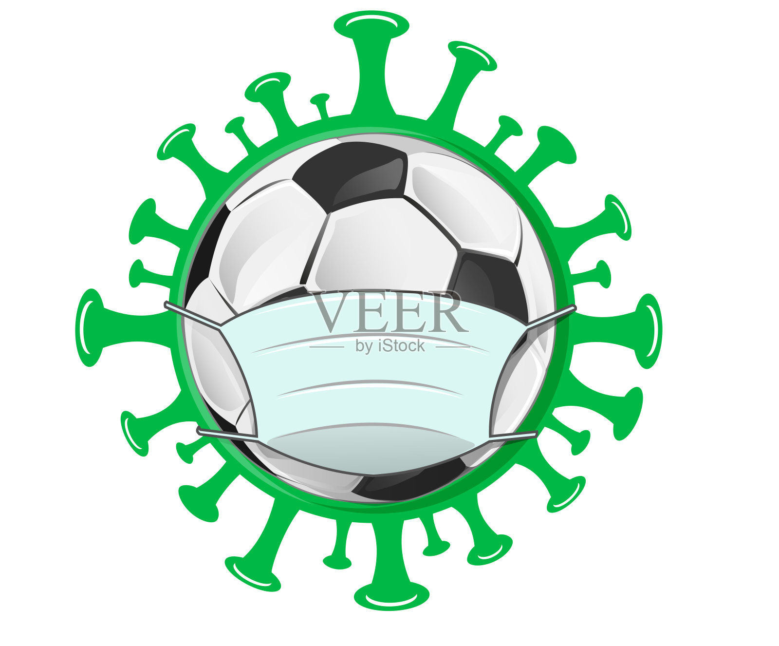 危险足球新冠肺炎插画图片素材