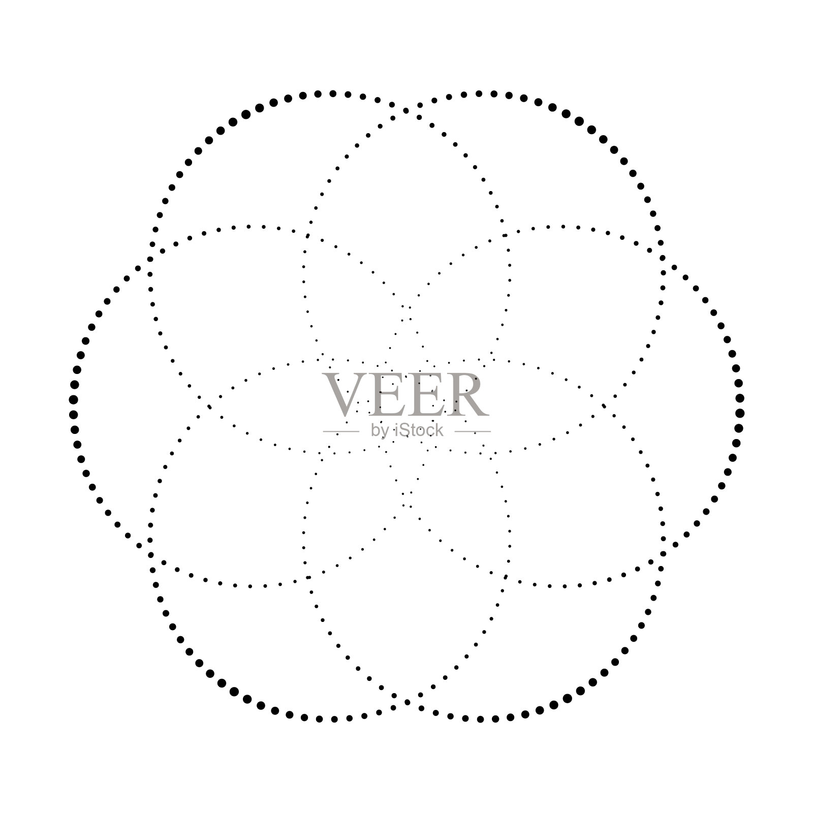 虚线抽象的花。半色调造型设计设计元素图片
