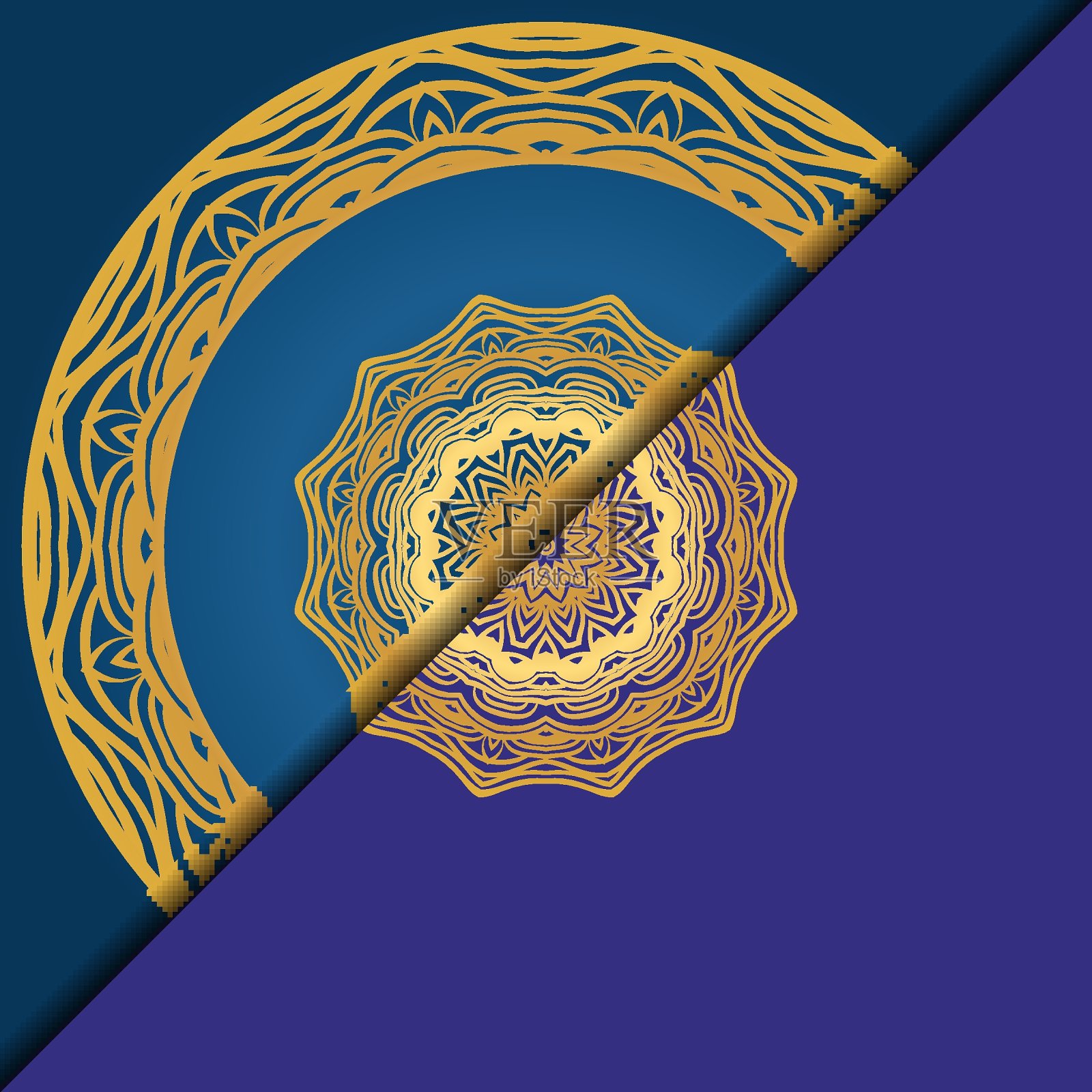 豪华的背景。与黄金曼荼罗矢量卡模板。插画图片素材