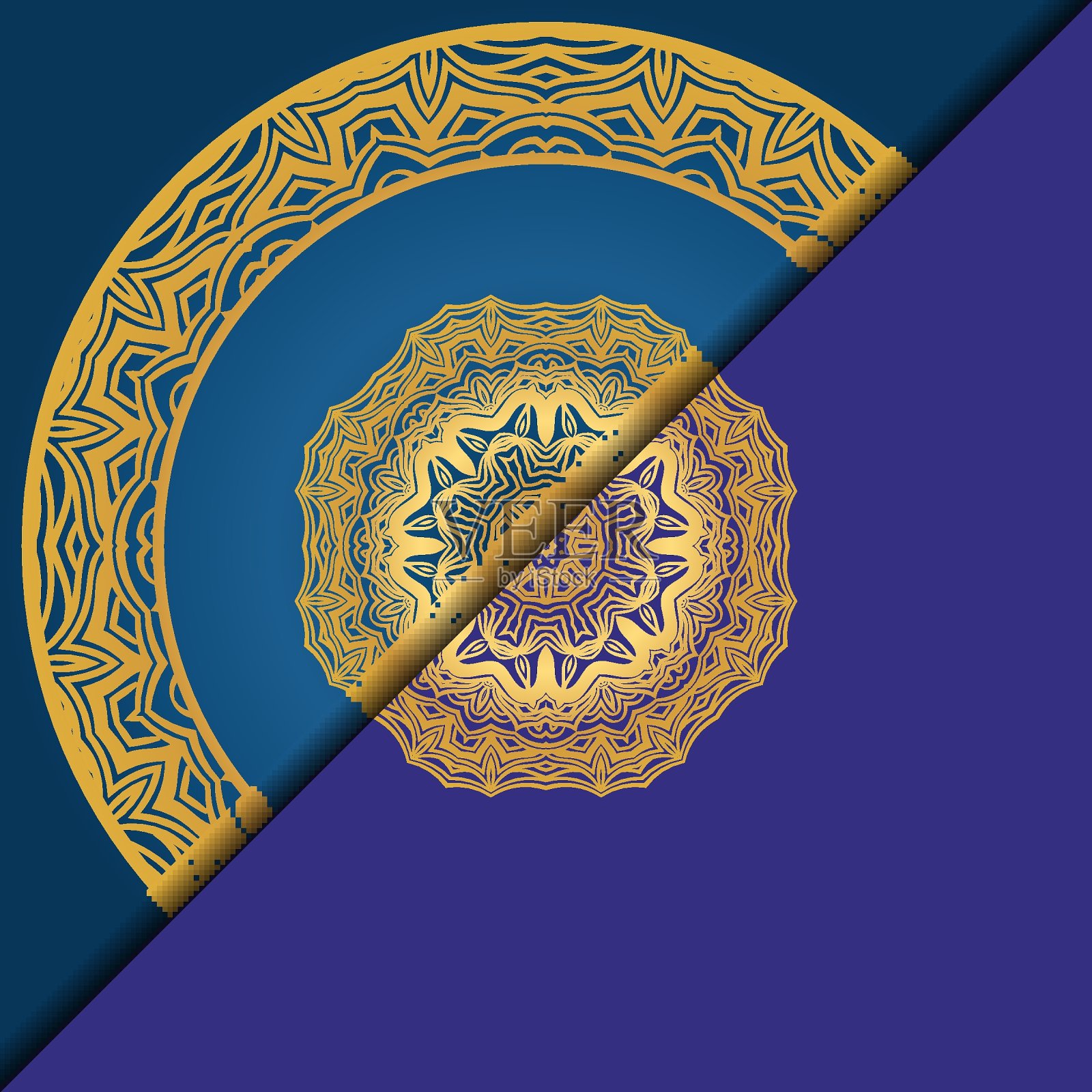 豪华的背景。与黄金曼荼罗矢量卡模板。插画图片素材