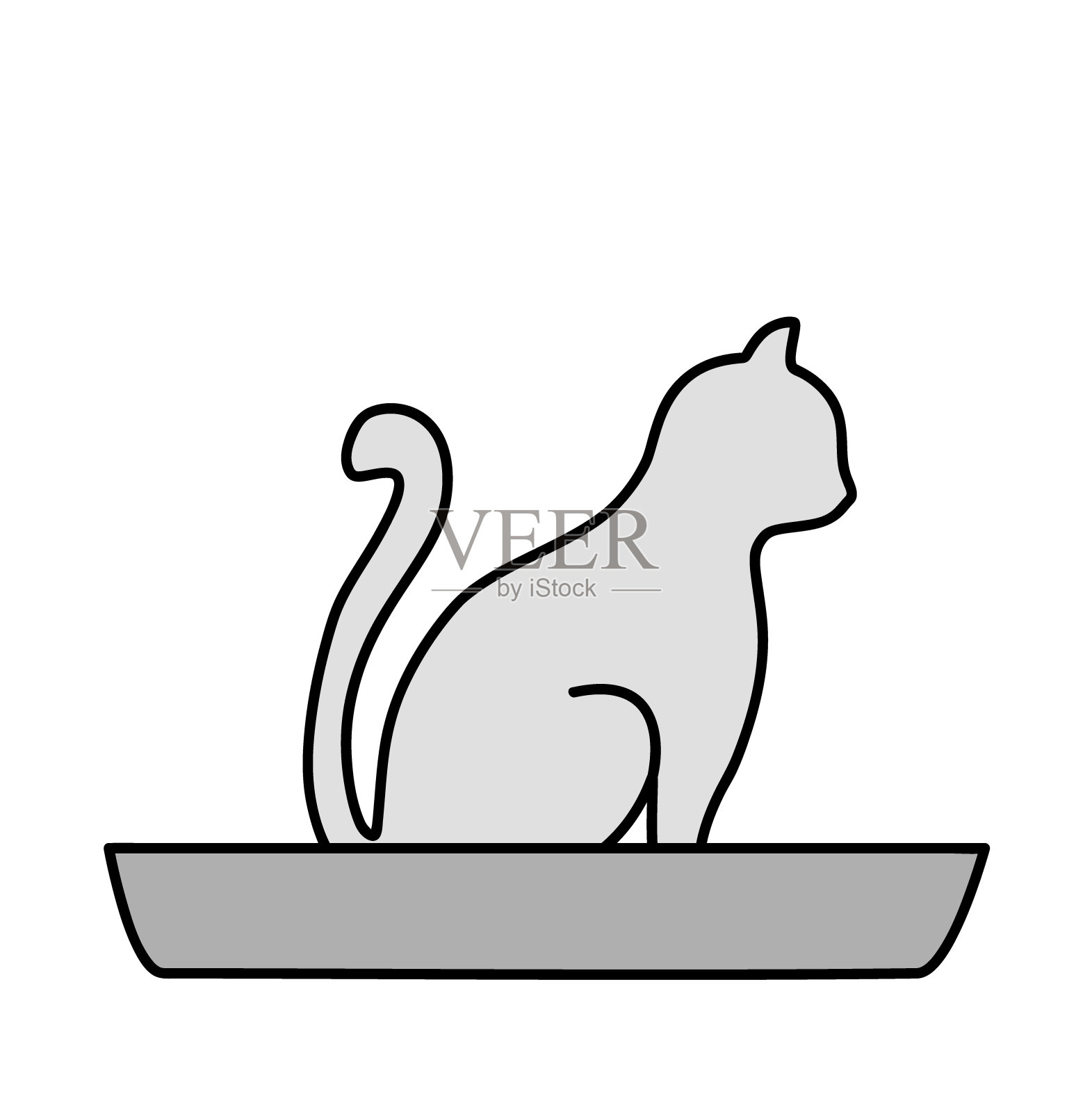 猫正坐在马桶托盘里。猫去上厕所。矢量插图。插画图片素材