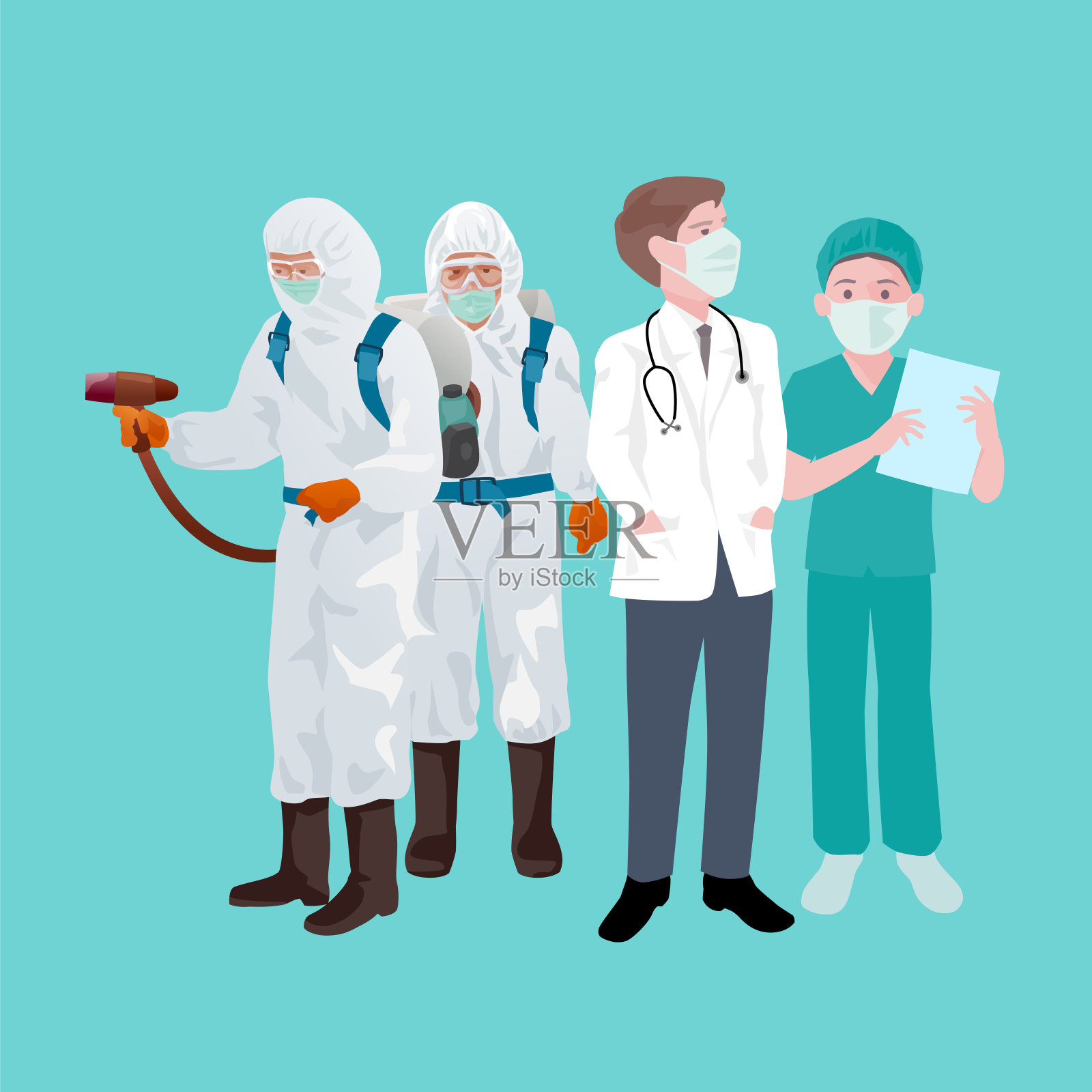 公共卫生小组医生护士插画图片素材