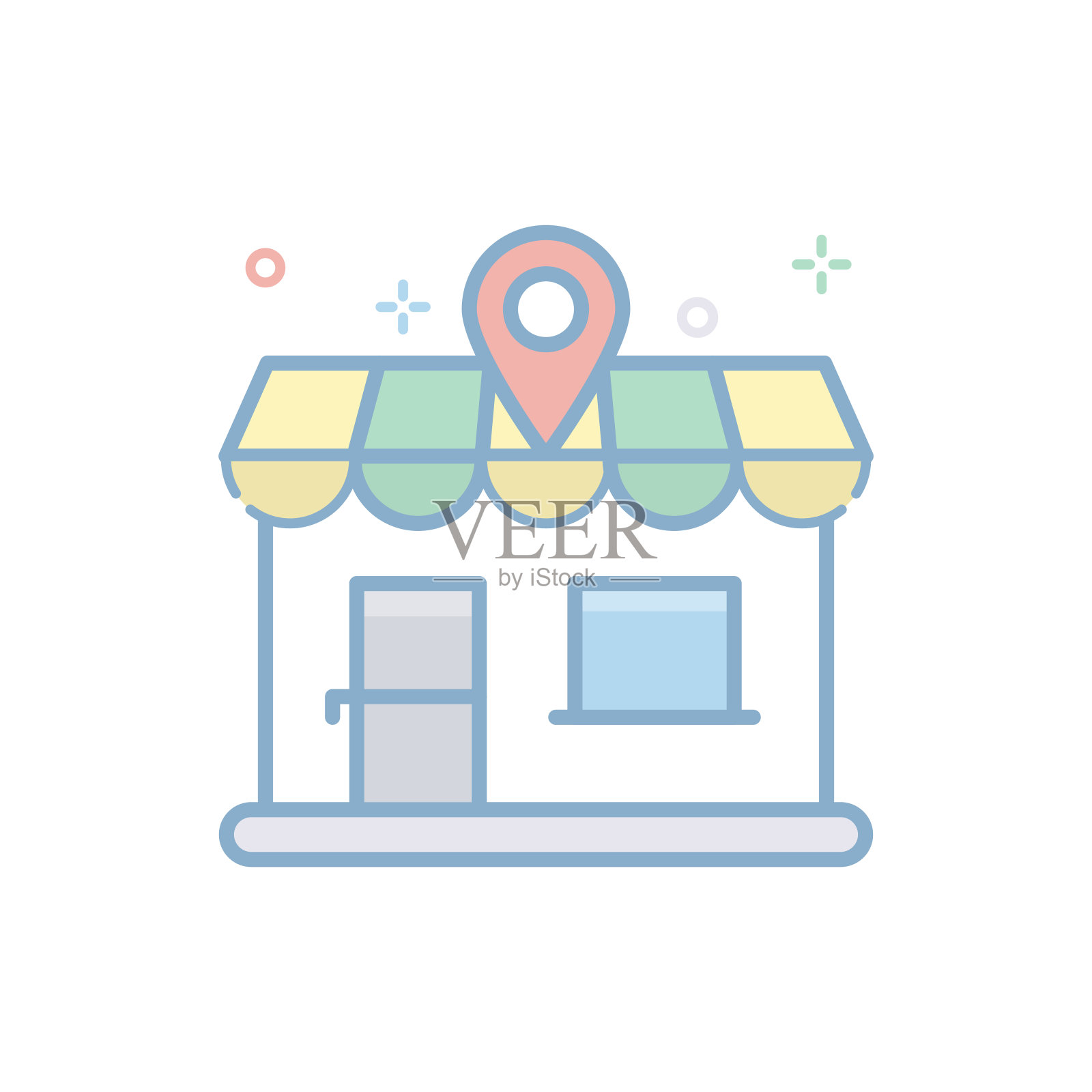 本地市场广场图标。插画图片素材