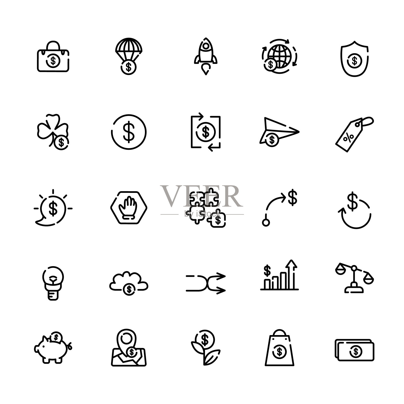 业务和财务大纲图标集图标素材