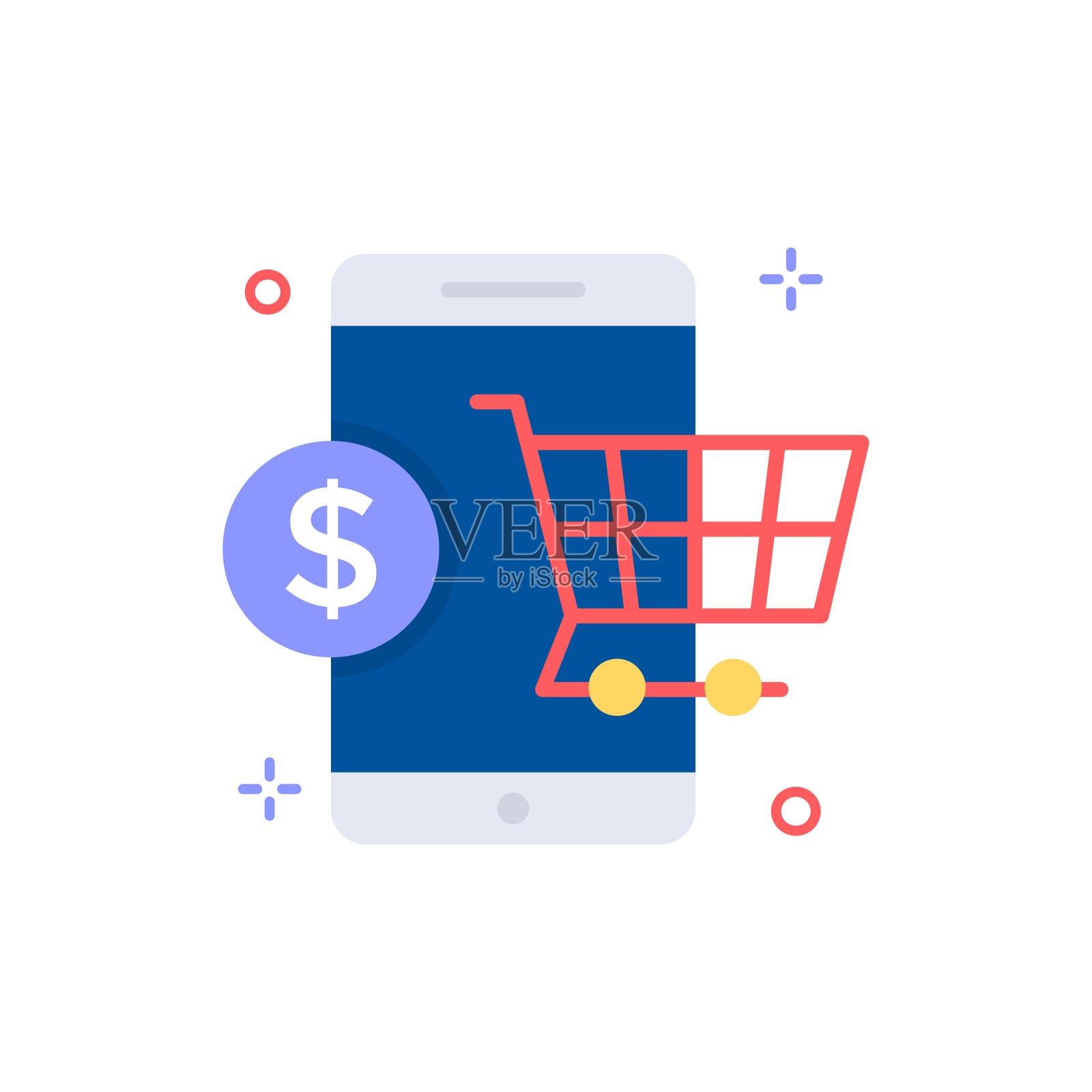 移动购物图标。插画图片素材