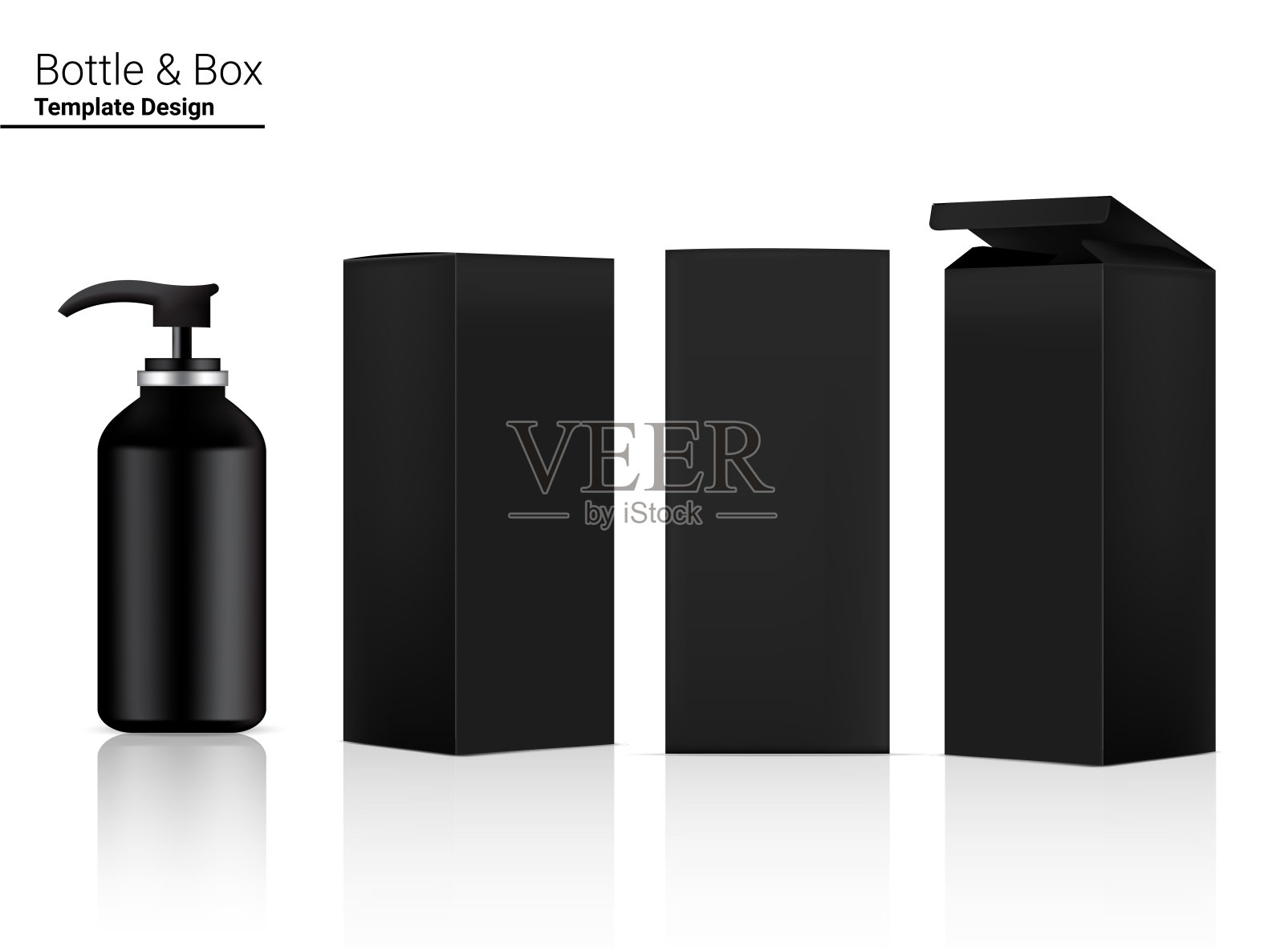 光滑泵瓶模拟逼真的化妆品和三维盒护肤和抗皱产品商品在白色背景插图。卫生保健和医疗。插画图片素材