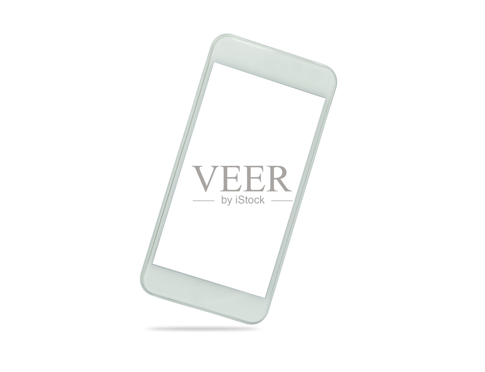 白色手机智能手机与空白白色屏幕显示的模型孤立在白色背景与剪辑路径。手机技术和数字现代设计都可以使用触摸屏。照片摄影图片