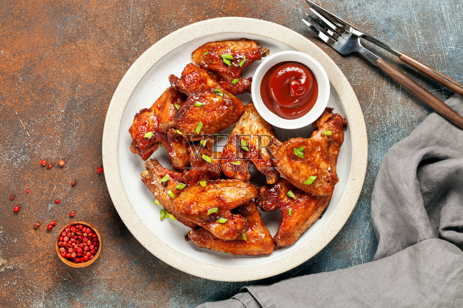 烤鸡翅照片摄影图片