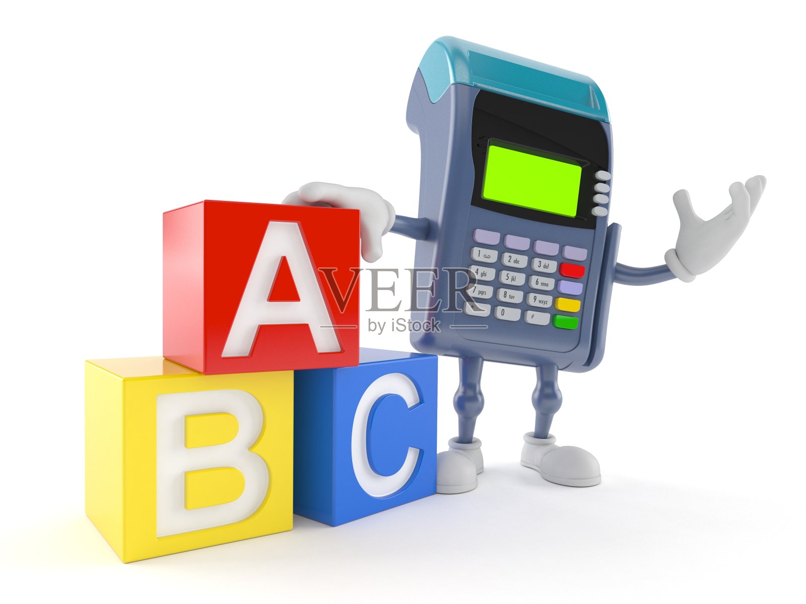 信用卡读卡器字符与玩具积木照片摄影图片