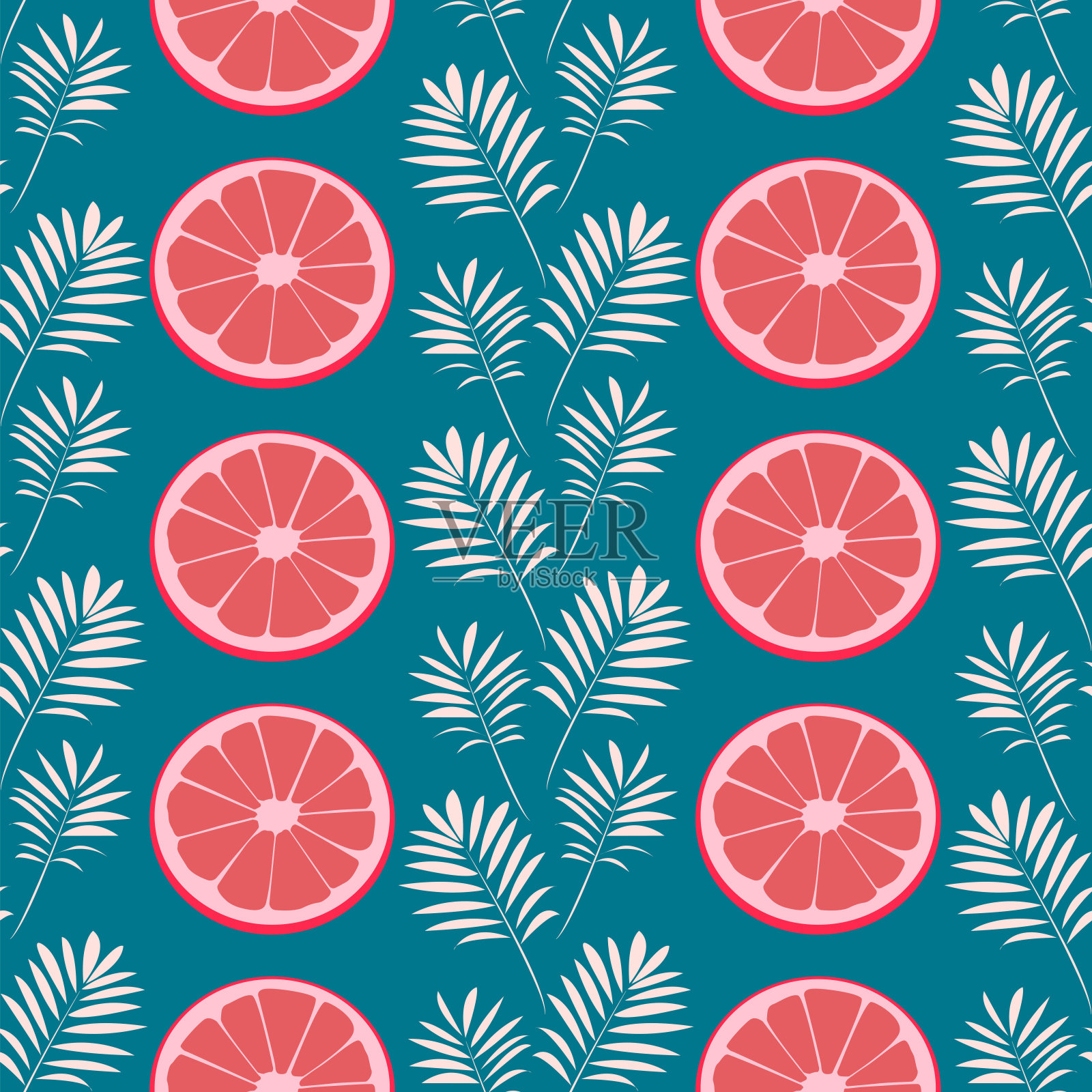 无缝模式与柑橘在一个蓝色的背景。用于包装纸，纺织品，墙纸，枕头印花，床上用品，衣服，内衣，明信片，请柬，笔记本插画图片素材