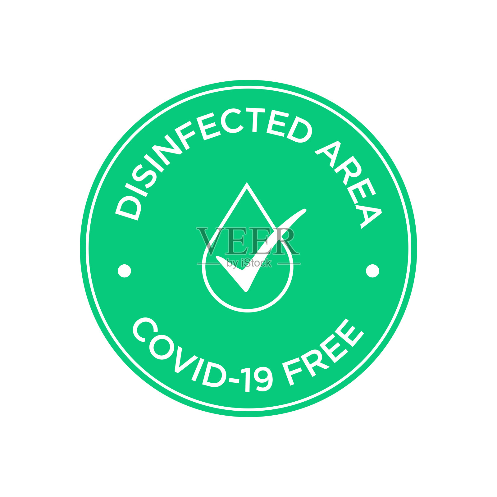 圆形符号表示covid-19消毒区域。插画图片素材
