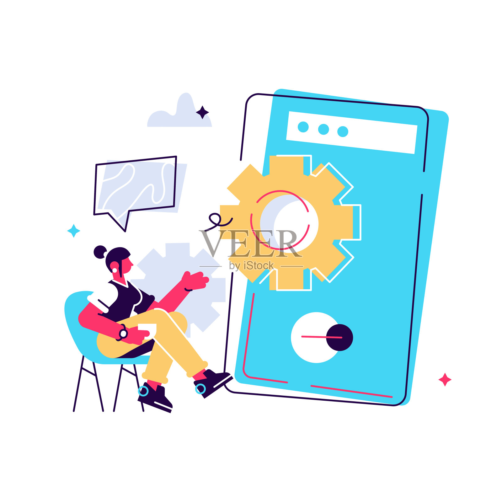 移动应用开发流程插画图片素材