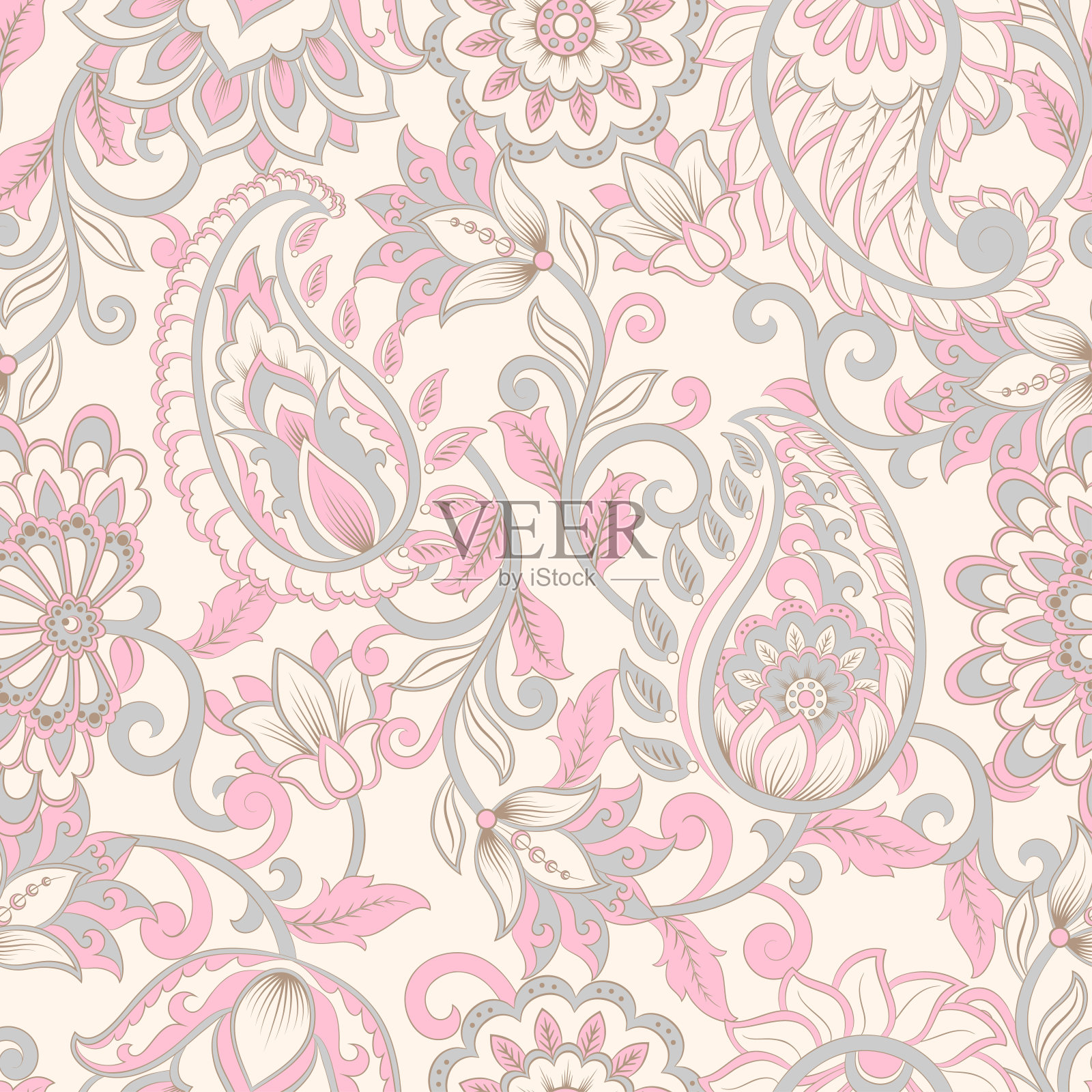 佩斯利矢量无缝模式。插画图片素材