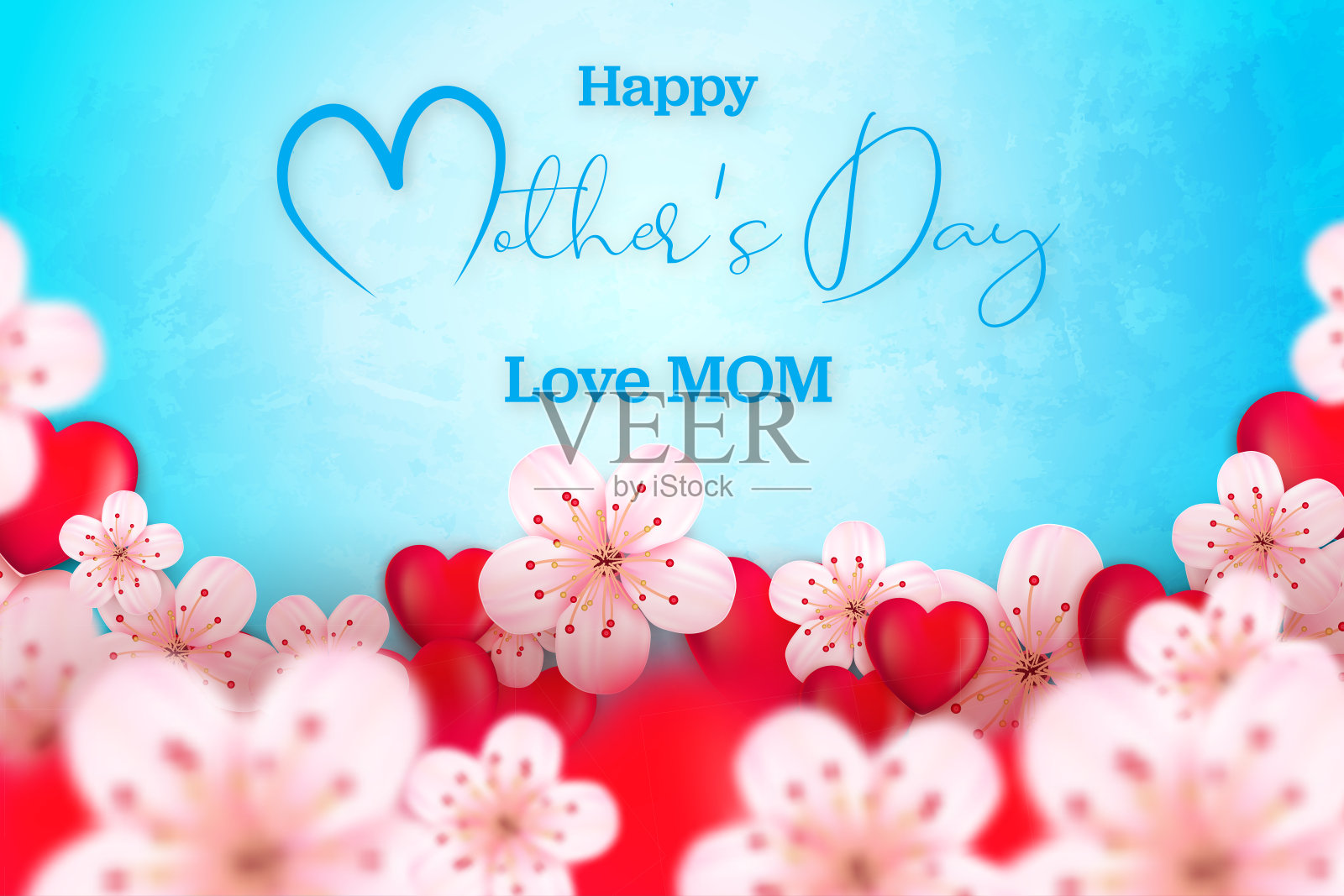 母亲节明信片，纸花和信件插画图片素材