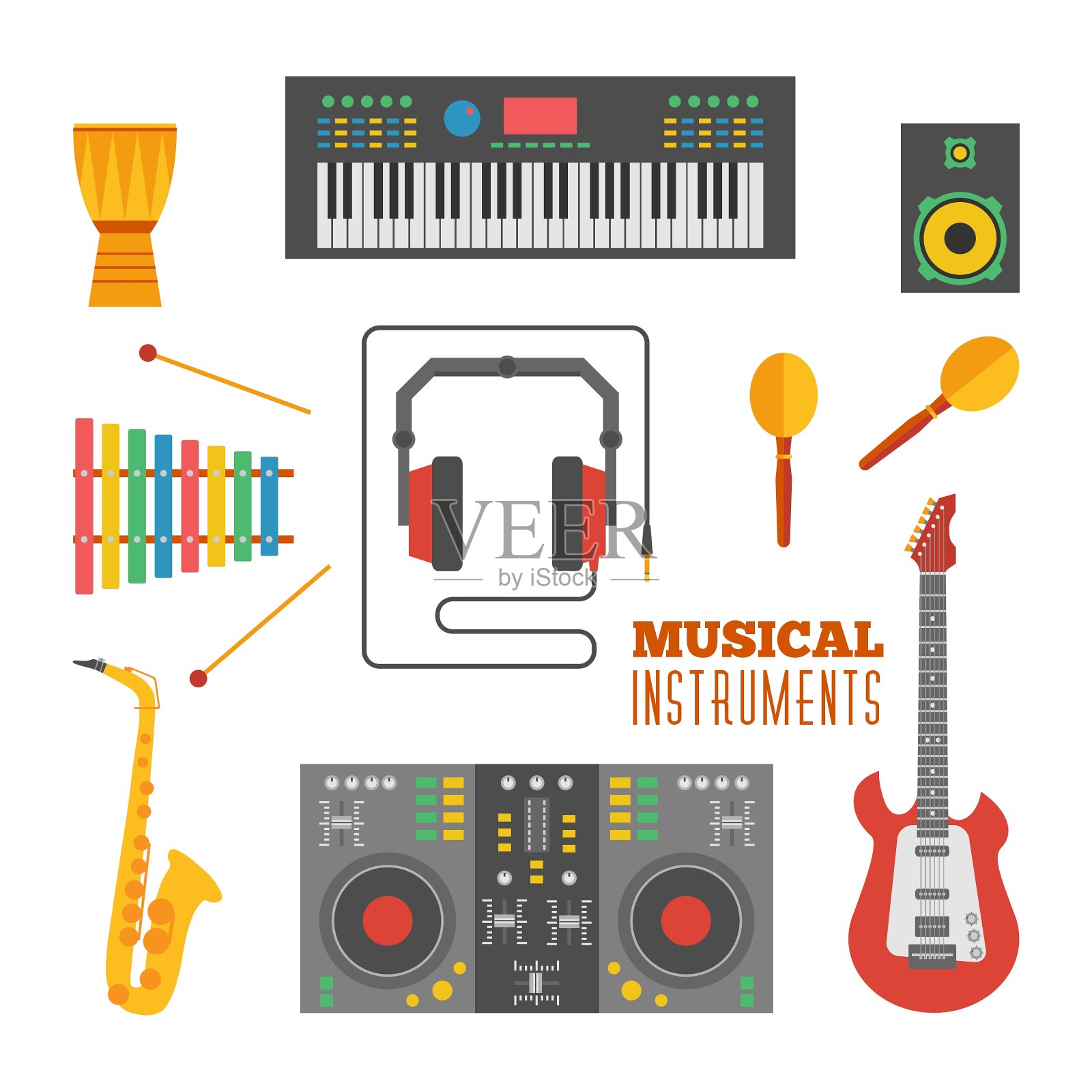 乐器平面图标插画图片素材