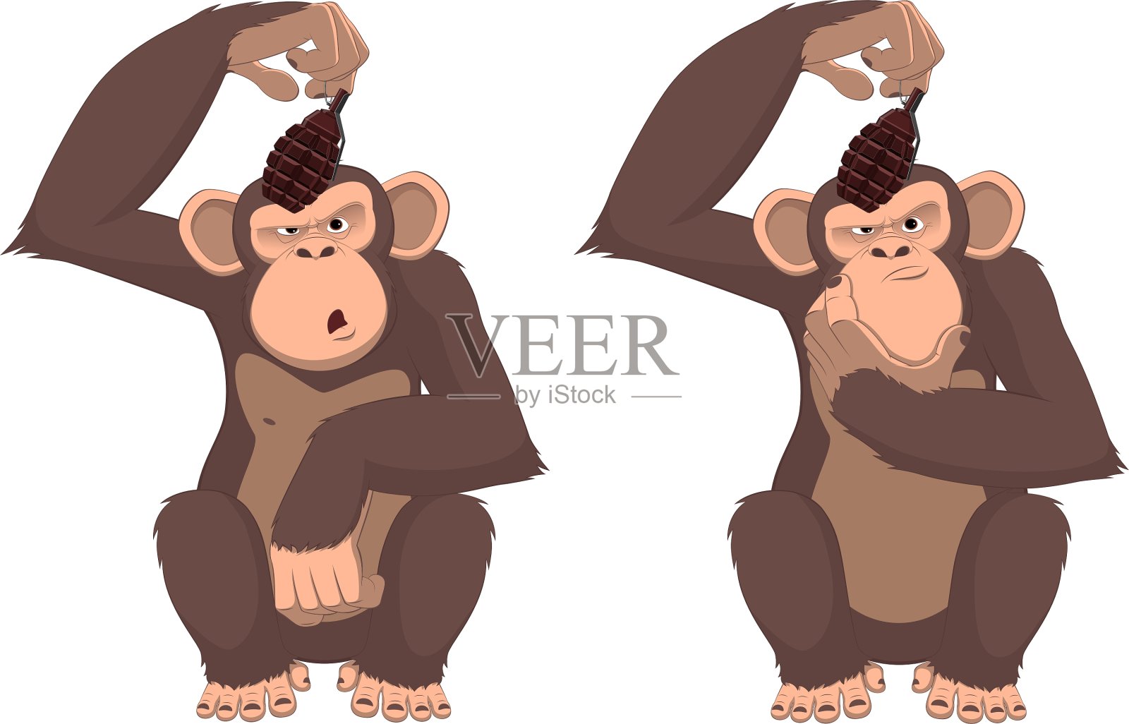 拿手榴弹的猴子插画图片素材