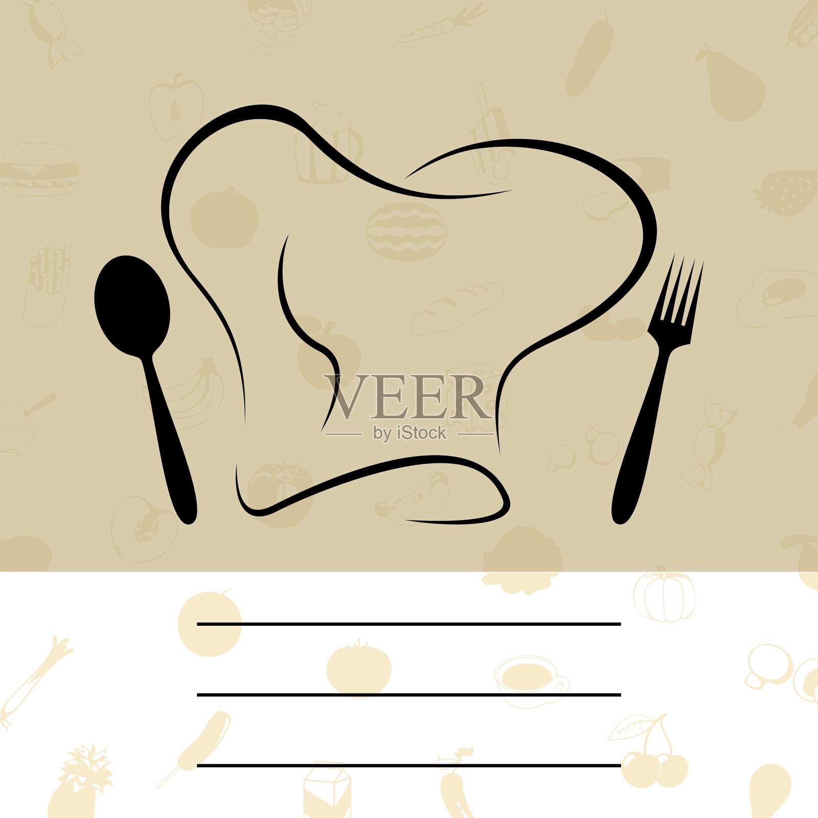 厨师的帽子，一个插头和勺子一个向量I插画图片素材