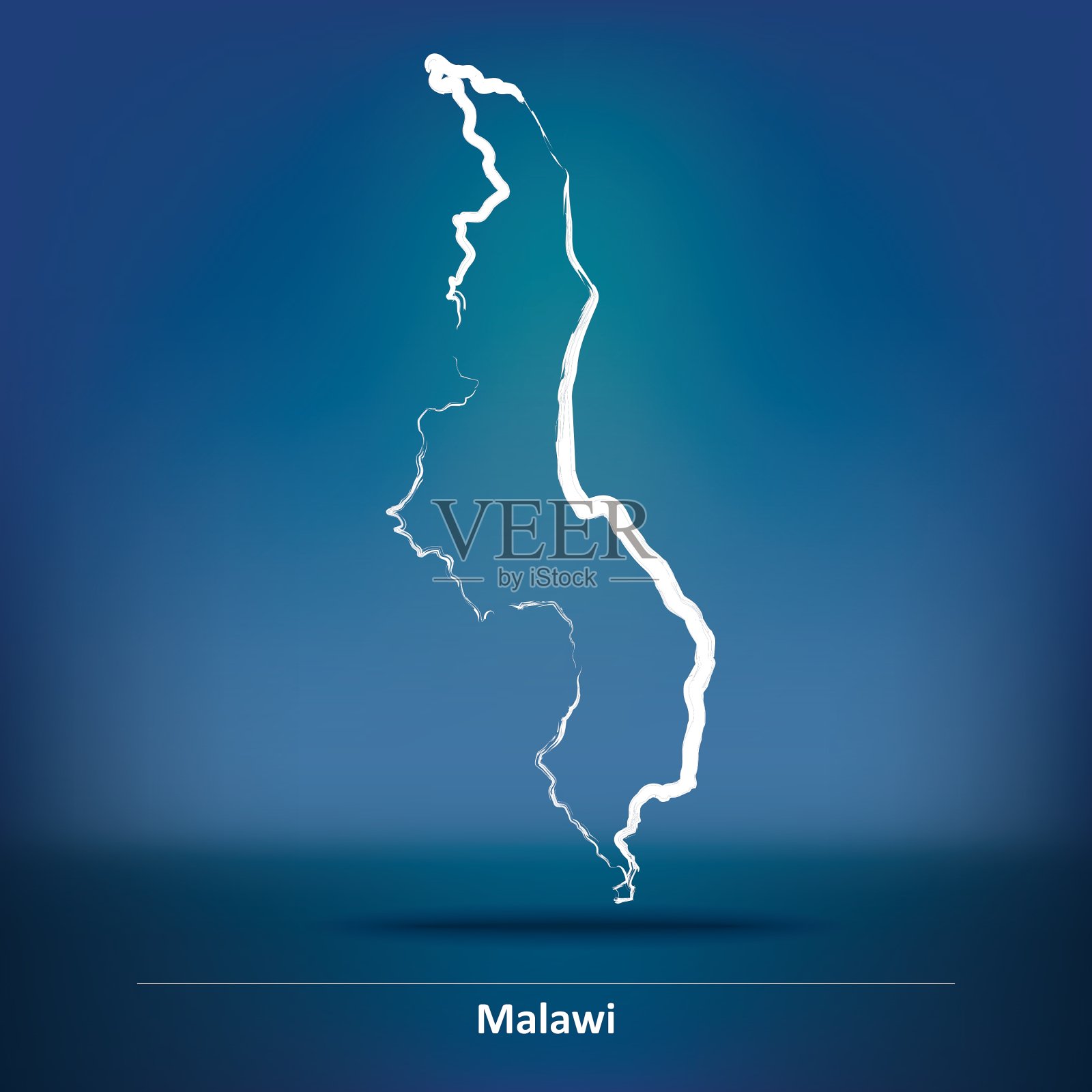 马拉维涂鸦地图插画图片素材