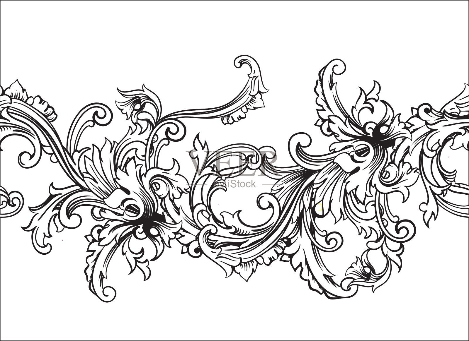 装饰性边框巴洛克图案无缝