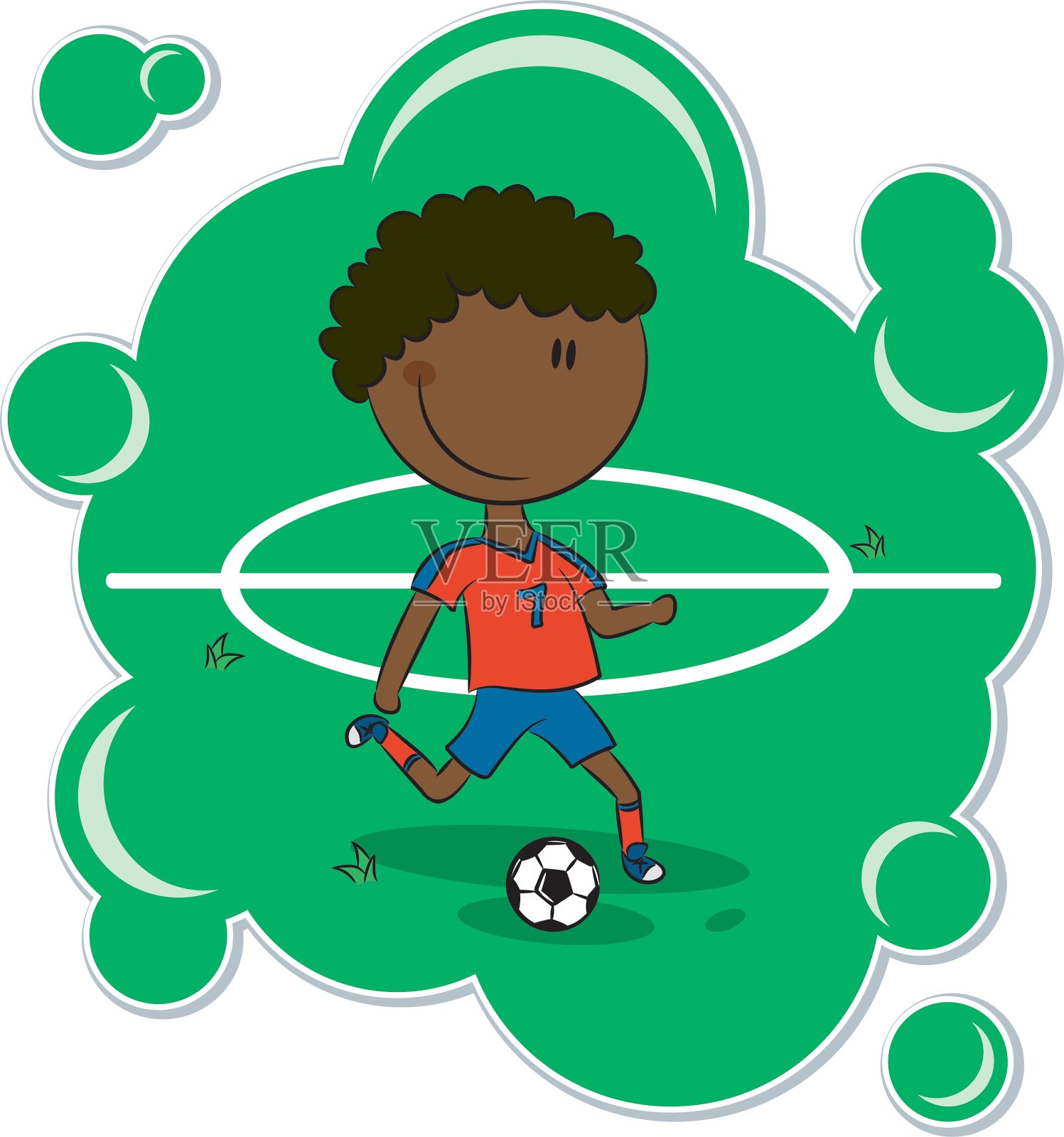 非裔美国人的足球运动员插画图片素材