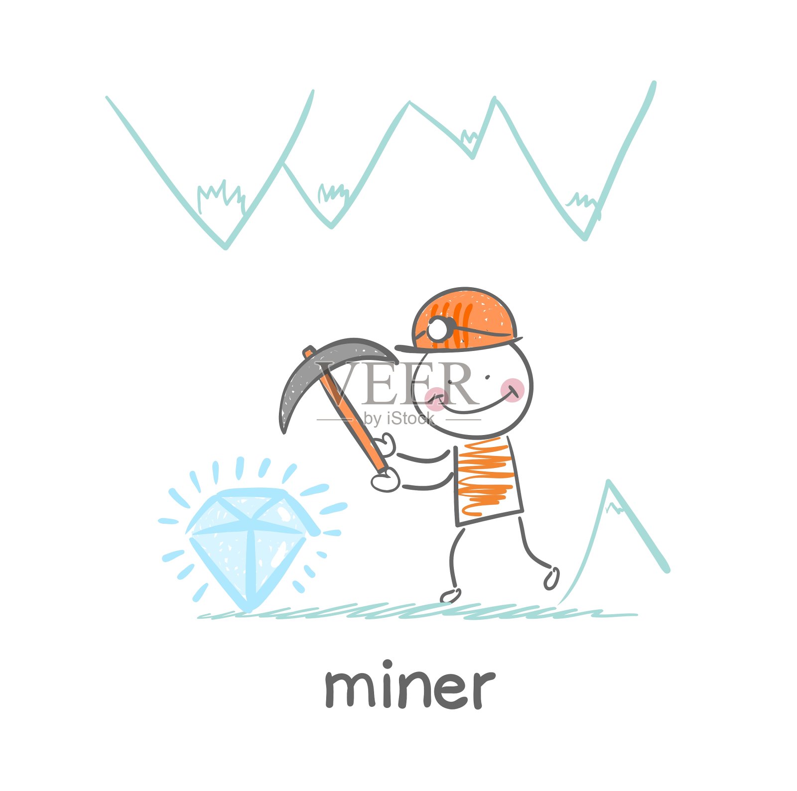矿工发现了一块宝石插画图片素材