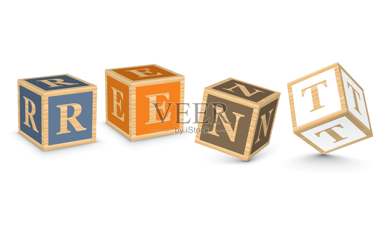 用字母块写的单词RENT插画图片素材