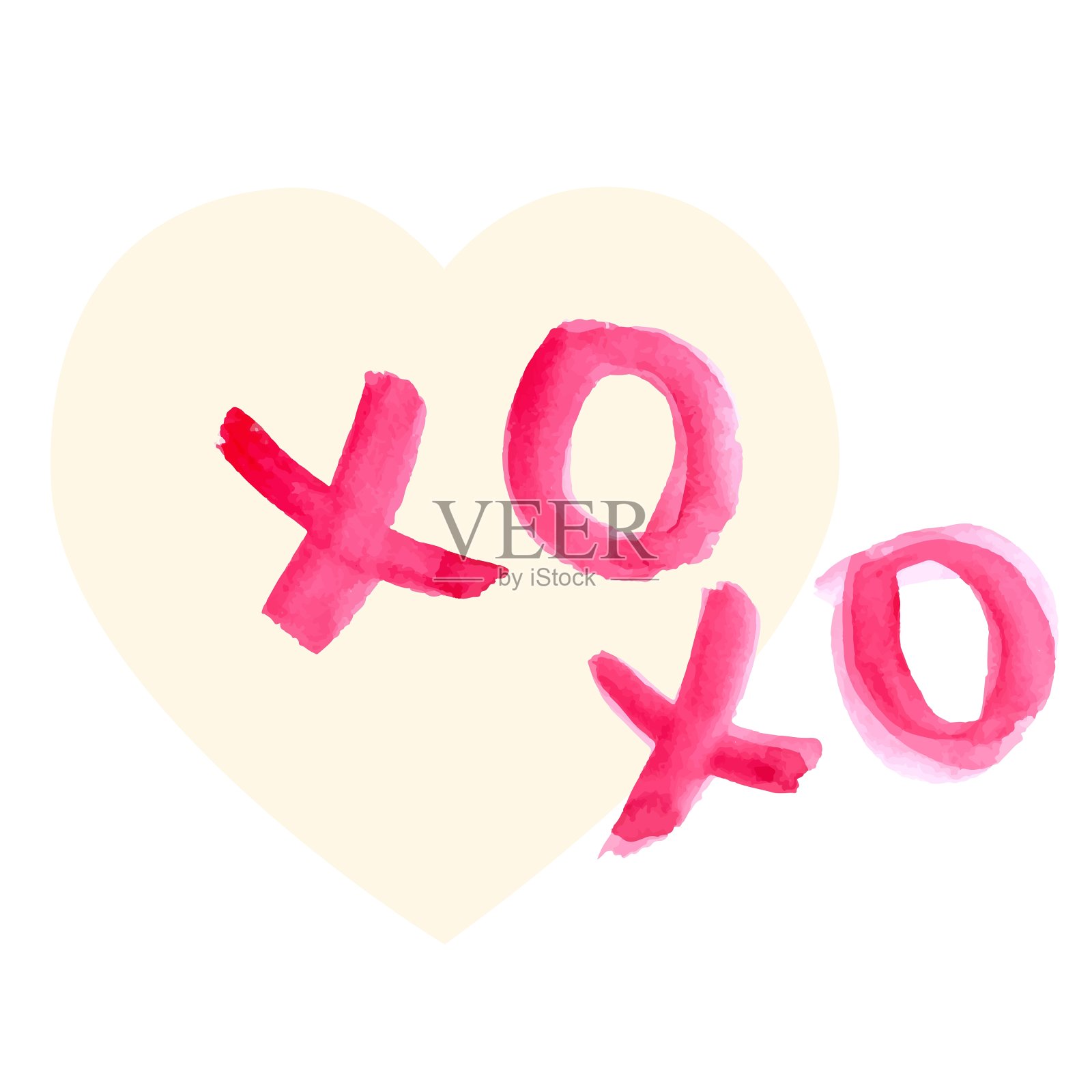 情人节的心和水彩字体设计元素图片